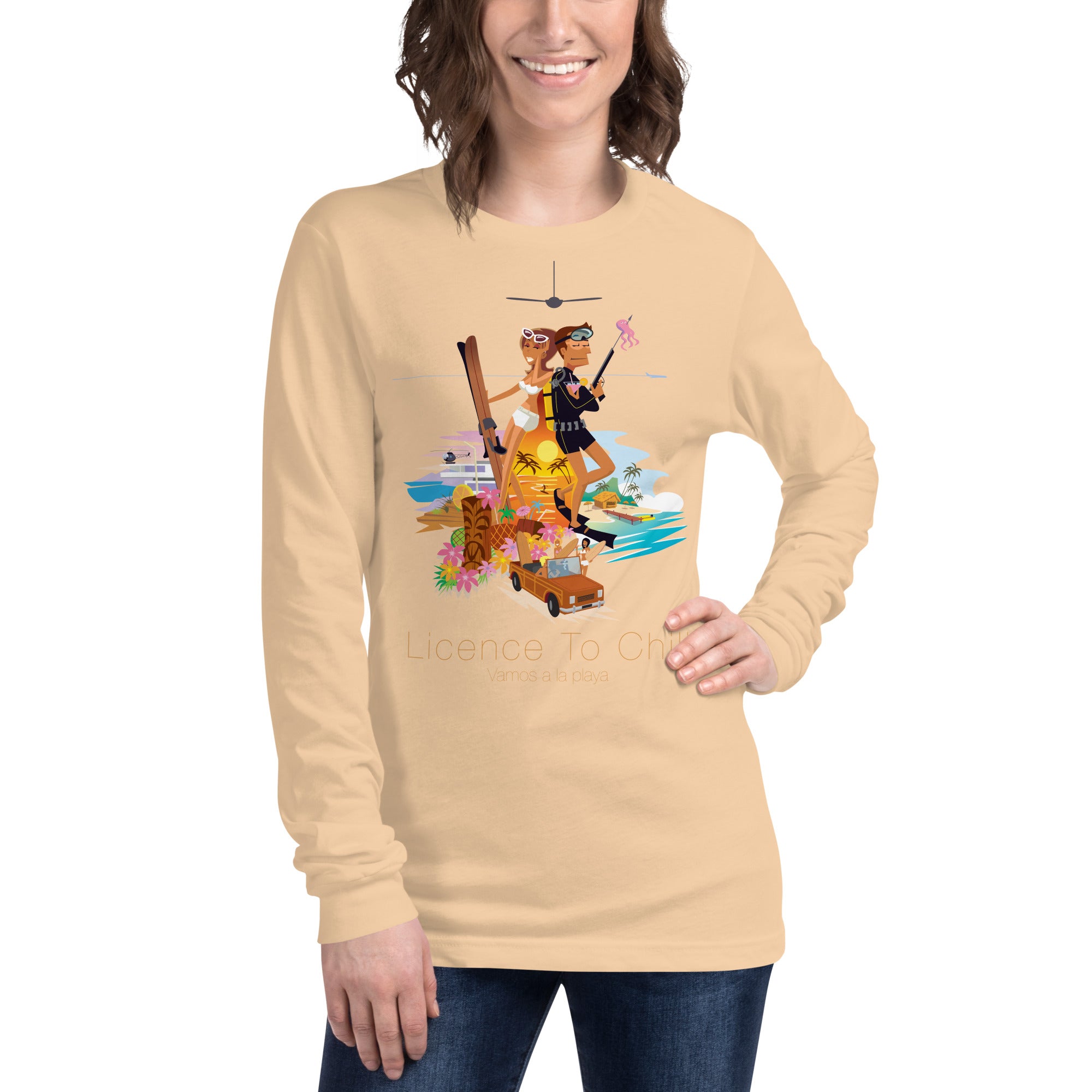 Unisex Long Sleeve Tee License to Chill Vamos a la Playa