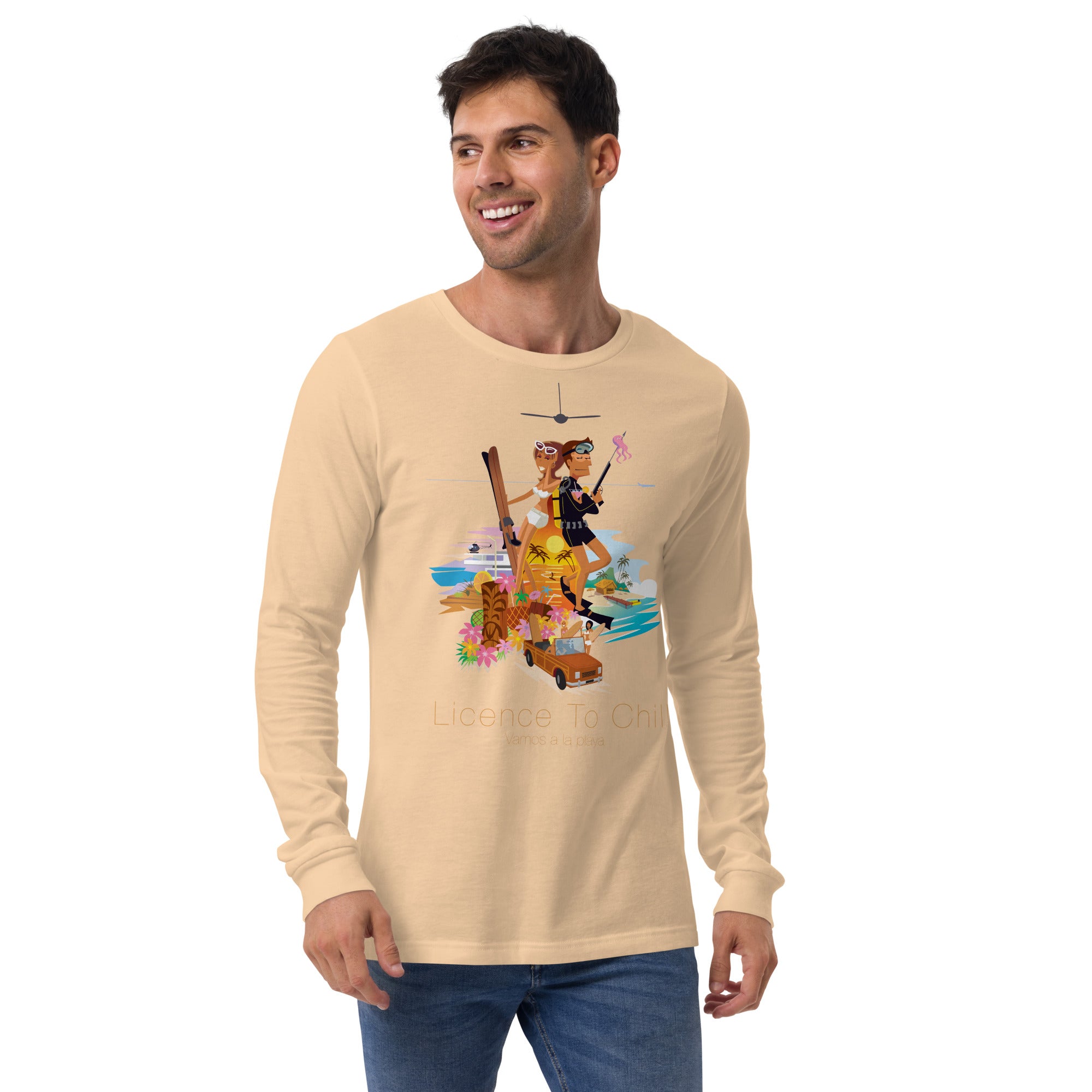 Unisex Long Sleeve Tee License to Chill Vamos a la Playa