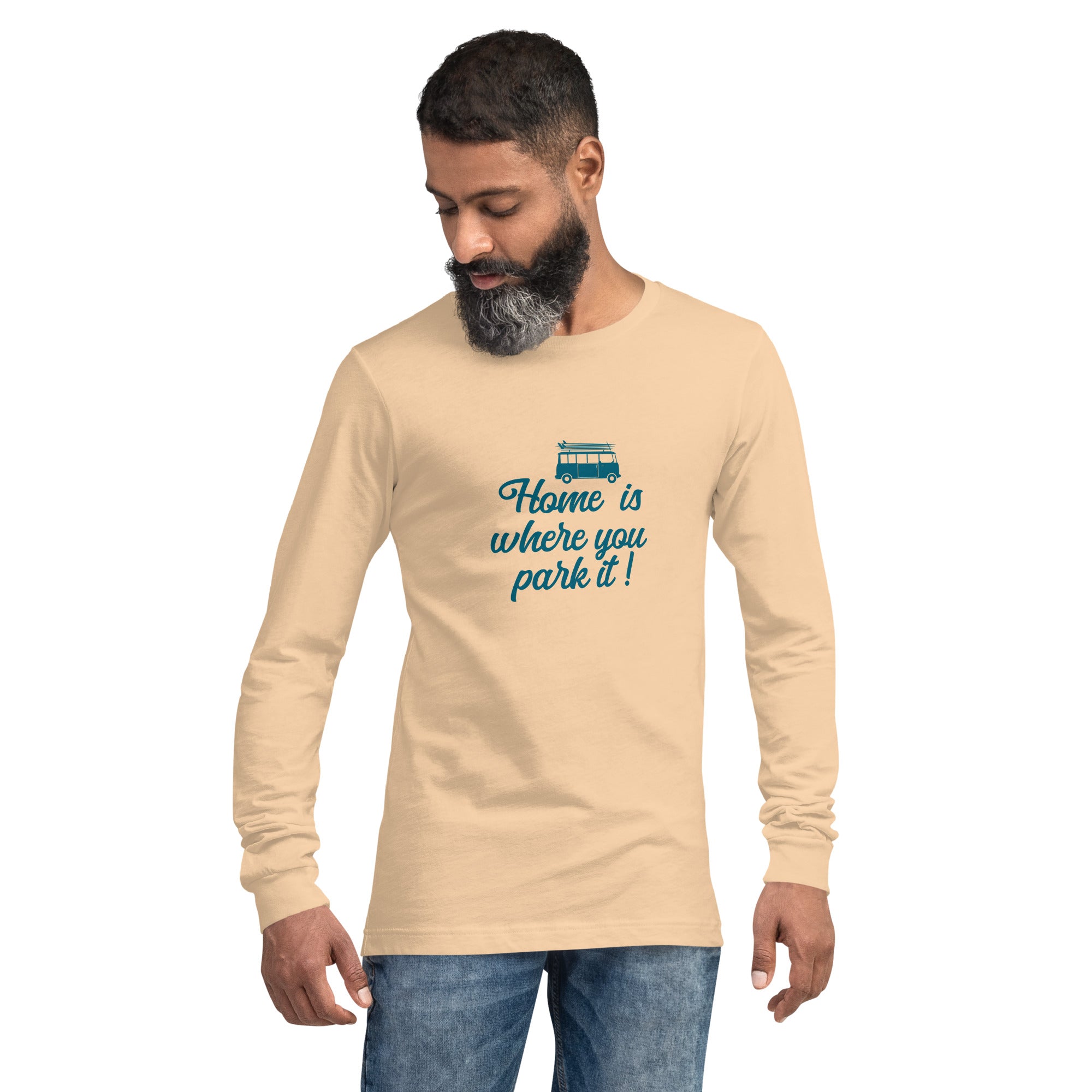 T-shirt unisexe à manches longues Blue Surf Combi Home is where you park it