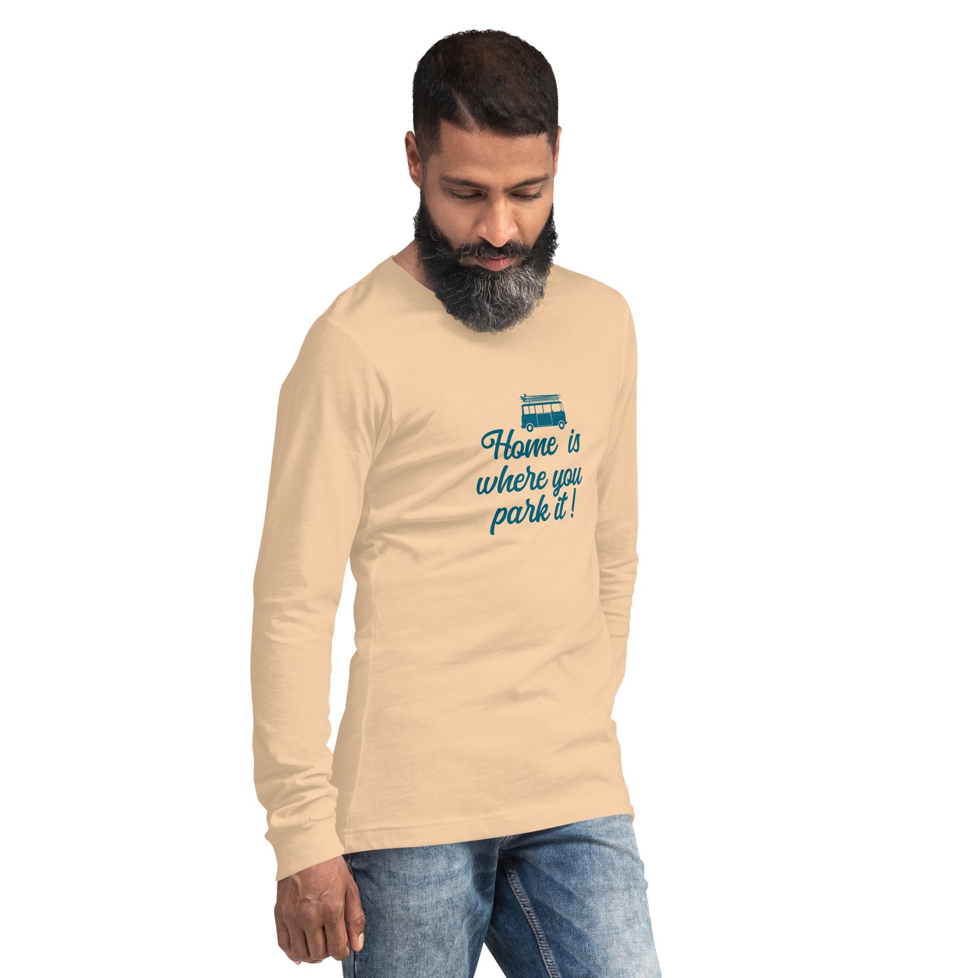 T-shirt unisexe à manches longues Blue Surf Combi Home is where you park it