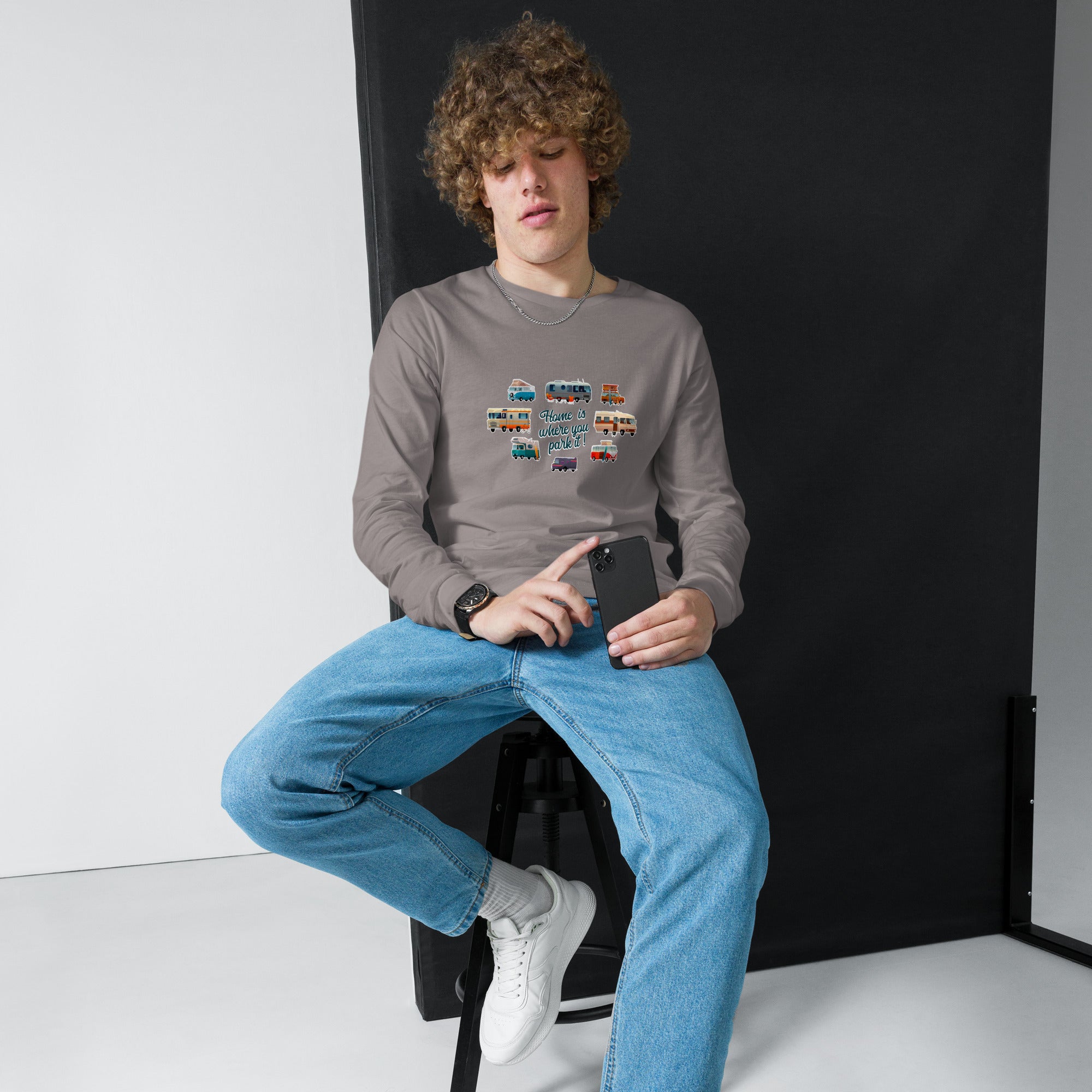 T-shirt unisexe à manches longues Square Vintage Campers