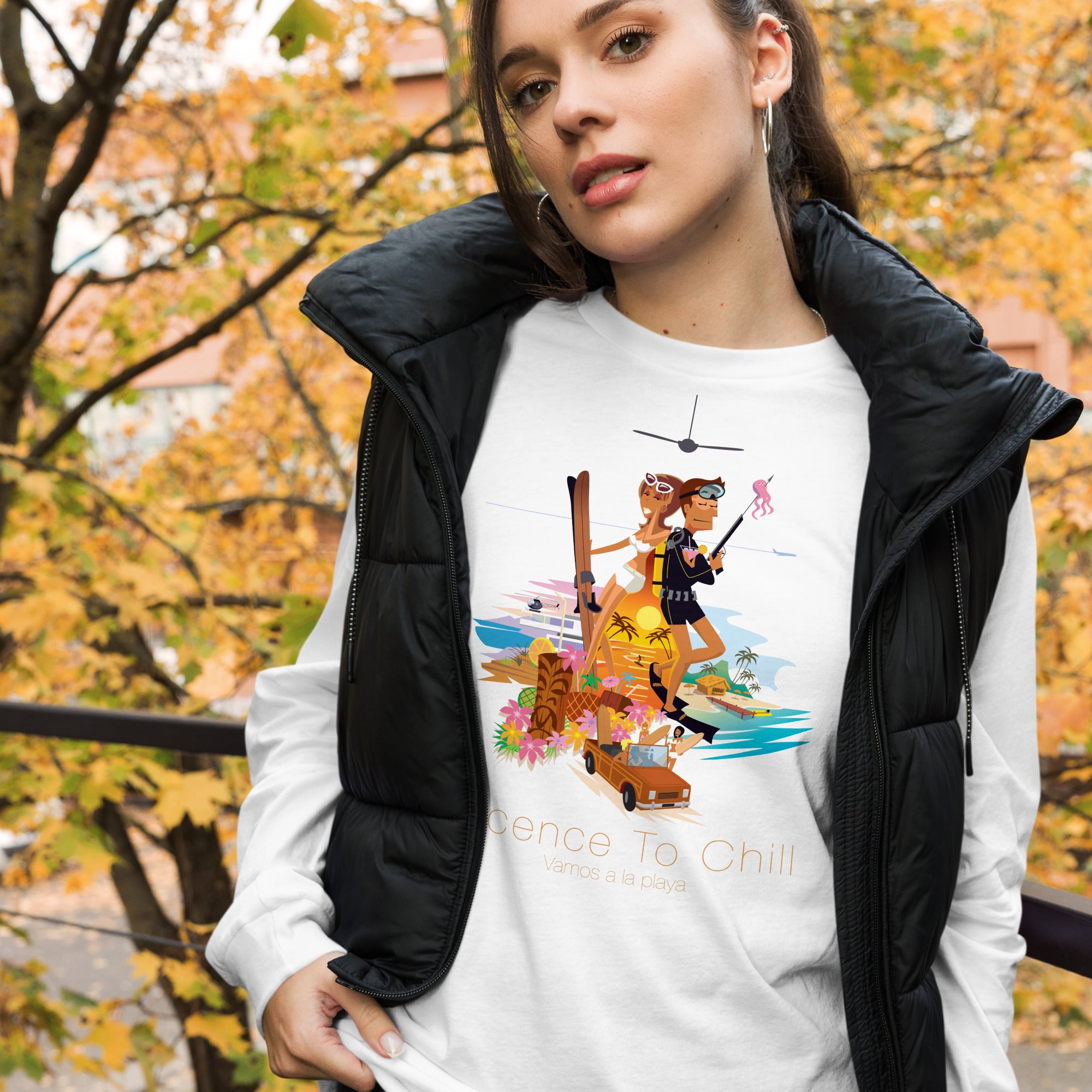Unisex Long Sleeve Tee License to Chill Vamos a la Playa