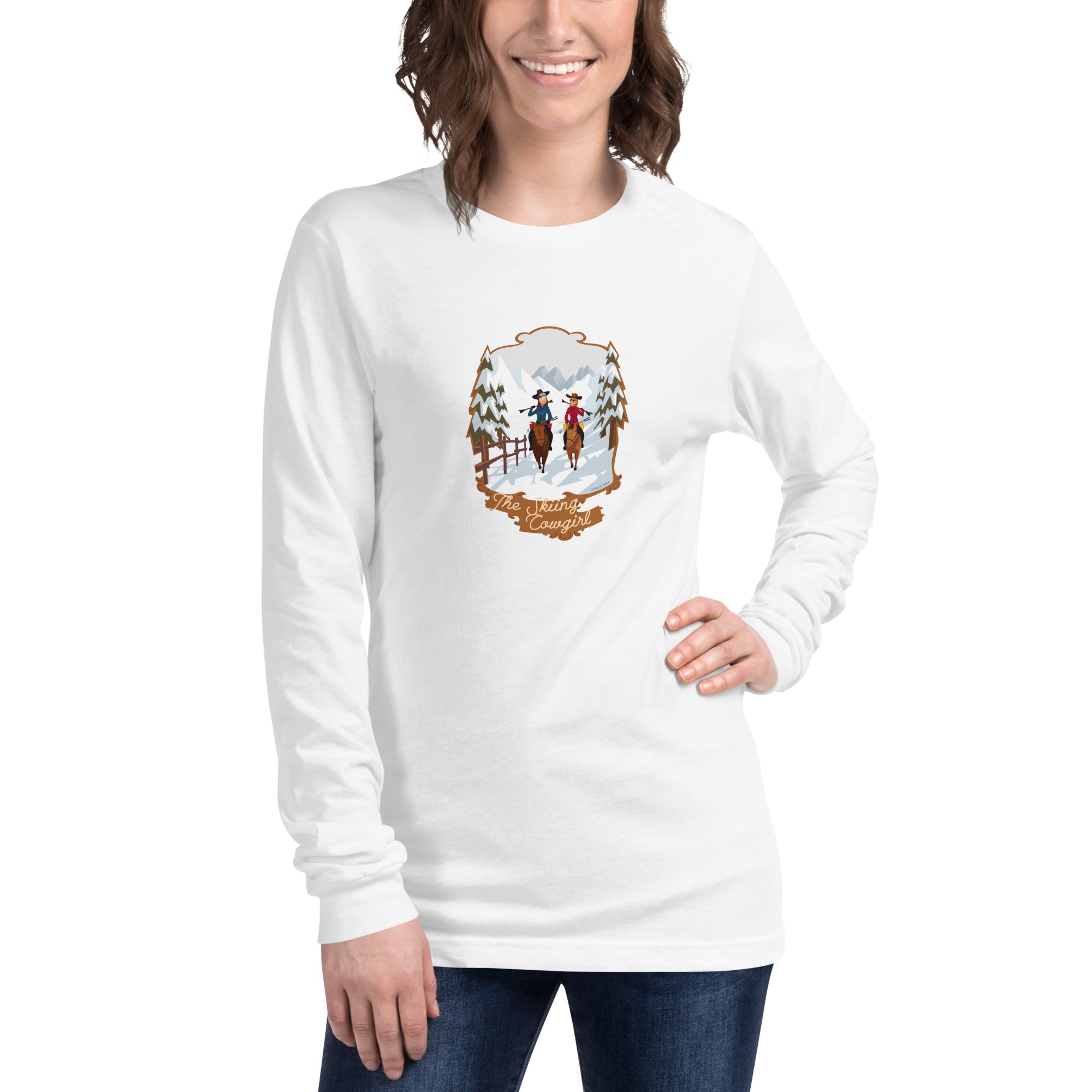 T-shirt unisexe à manches longues The Skiing Cowgirl