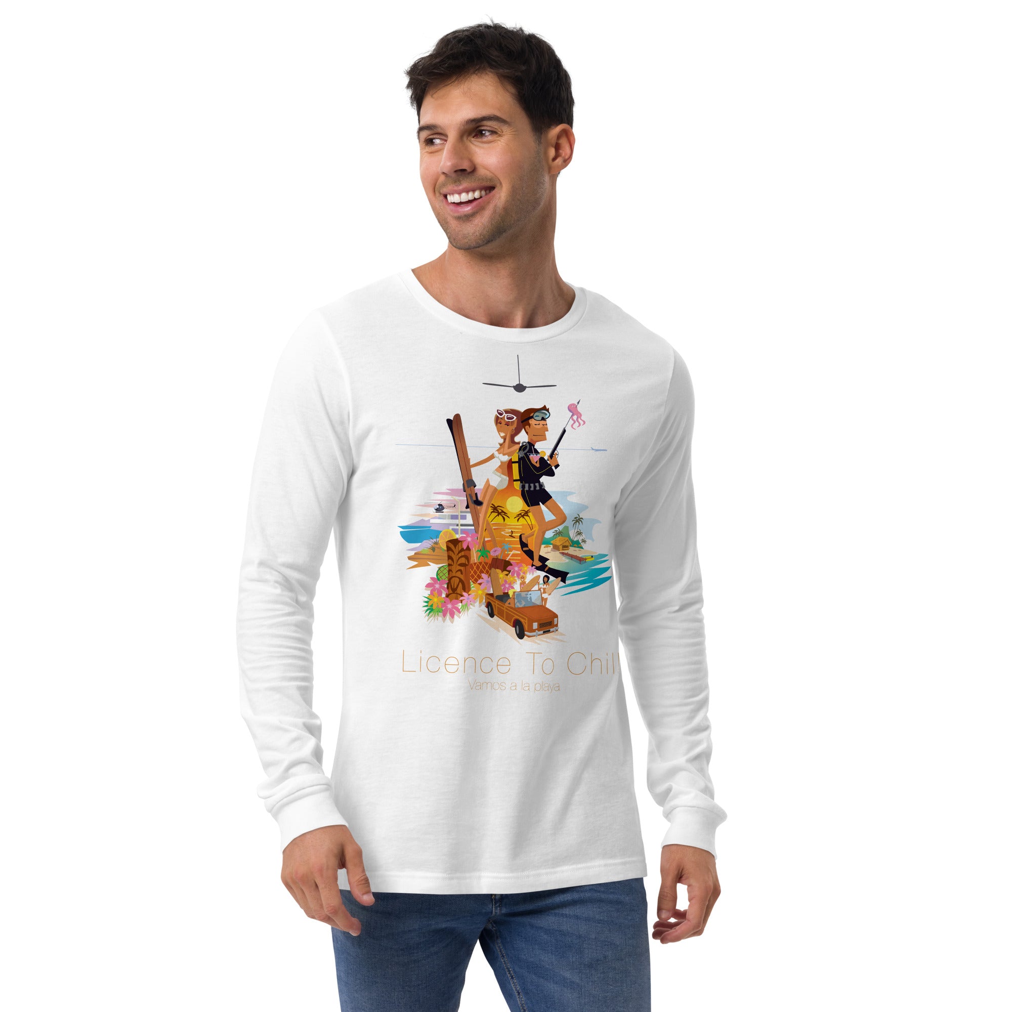 Unisex Long Sleeve Tee License to Chill Vamos a la Playa