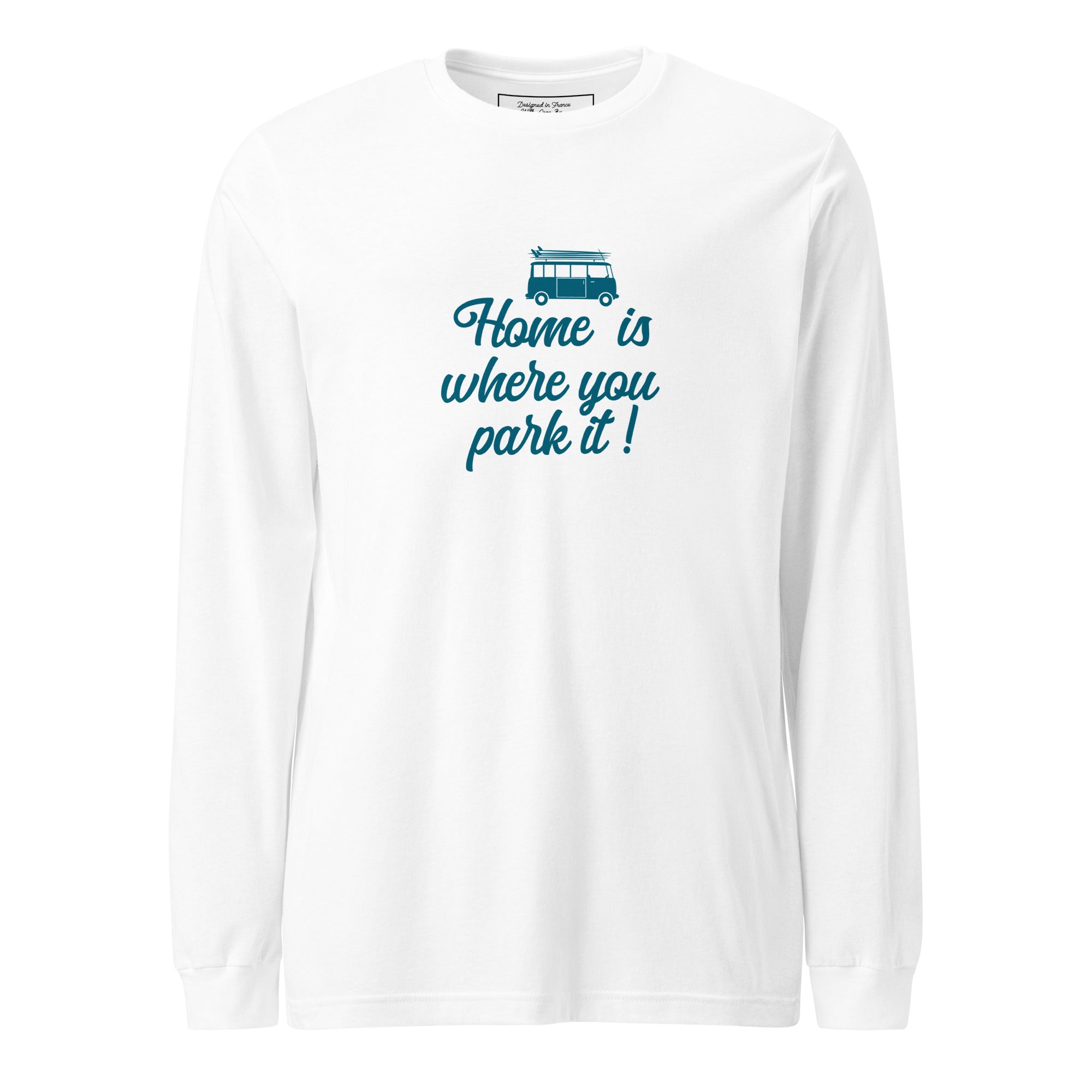 T-shirt unisexe à manches longues Blue Surf Combi Home is where you park it