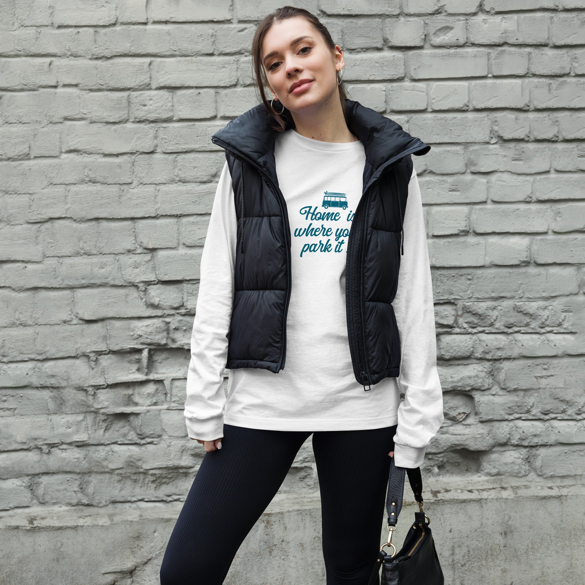 T-shirt unisexe à manches longues Blue Surf Combi Home is where you park it