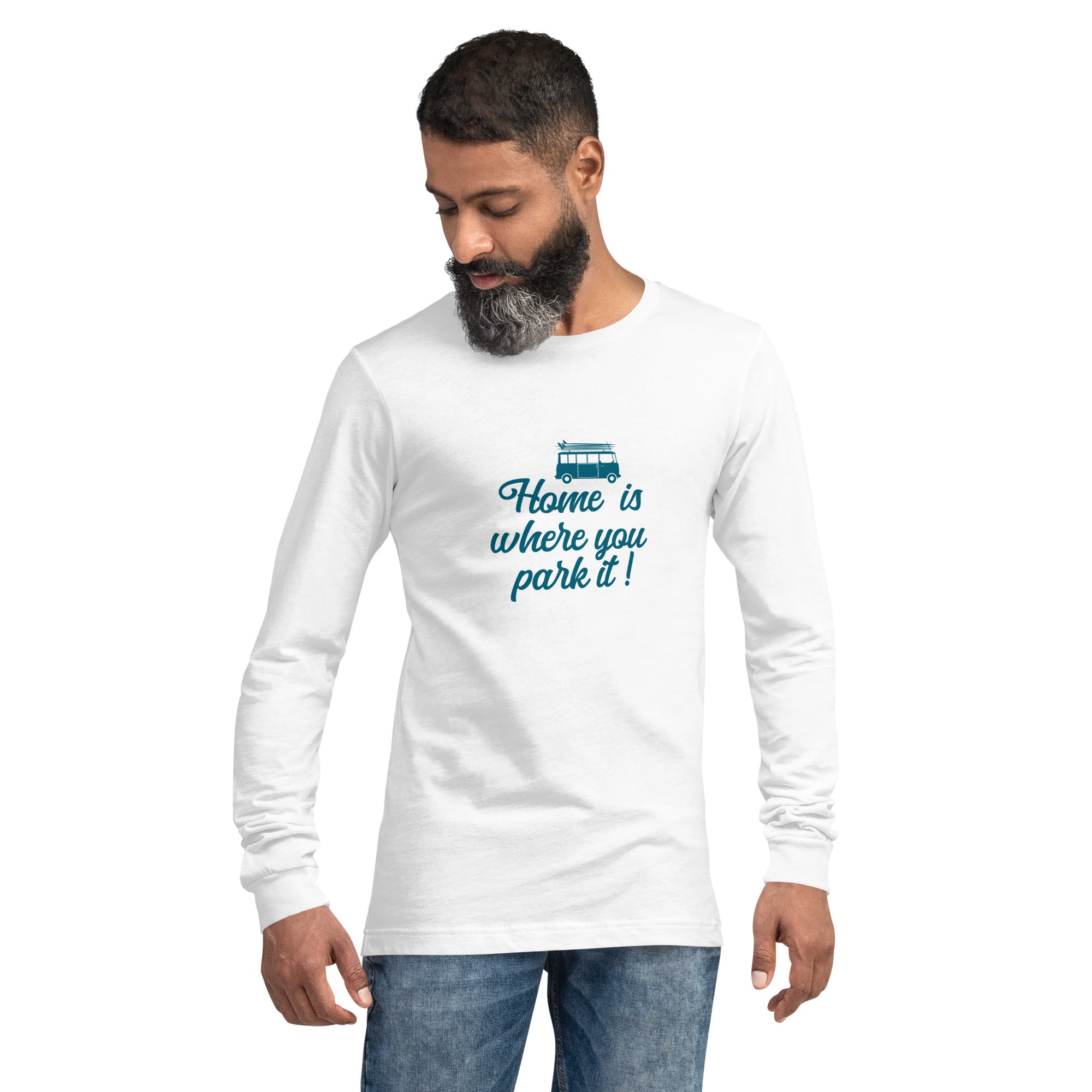 T-shirt unisexe à manches longues Blue Surf Combi Home is where you park it