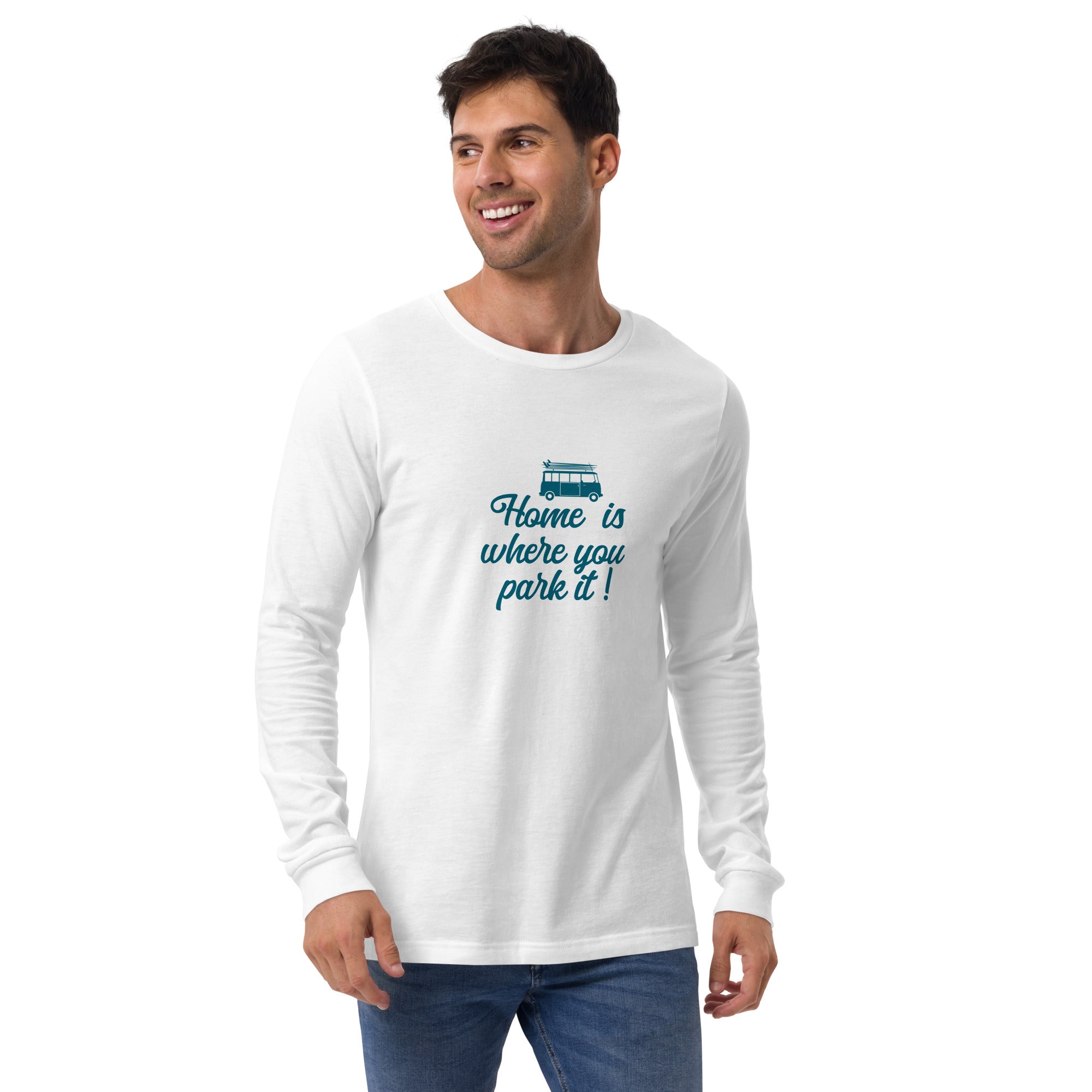 T-shirt unisexe à manches longues Blue Surf Combi Home is where you park it
