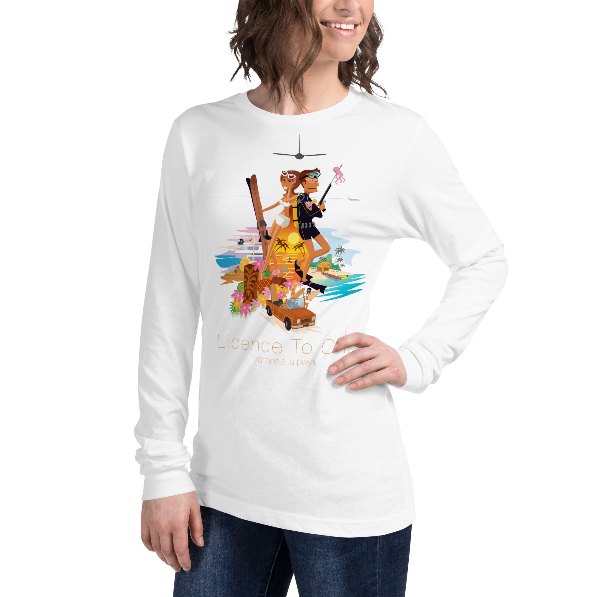Unisex Long Sleeve Tee License to Chill Vamos a la Playa