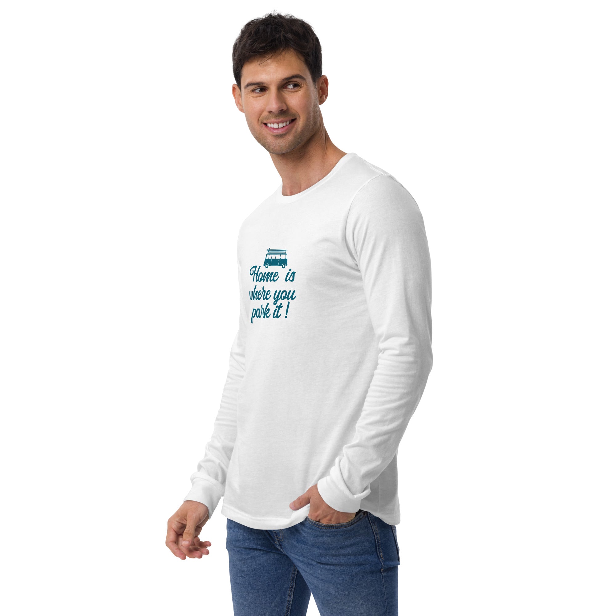 T-shirt unisexe à manches longues Blue Surf Combi Home is where you park it