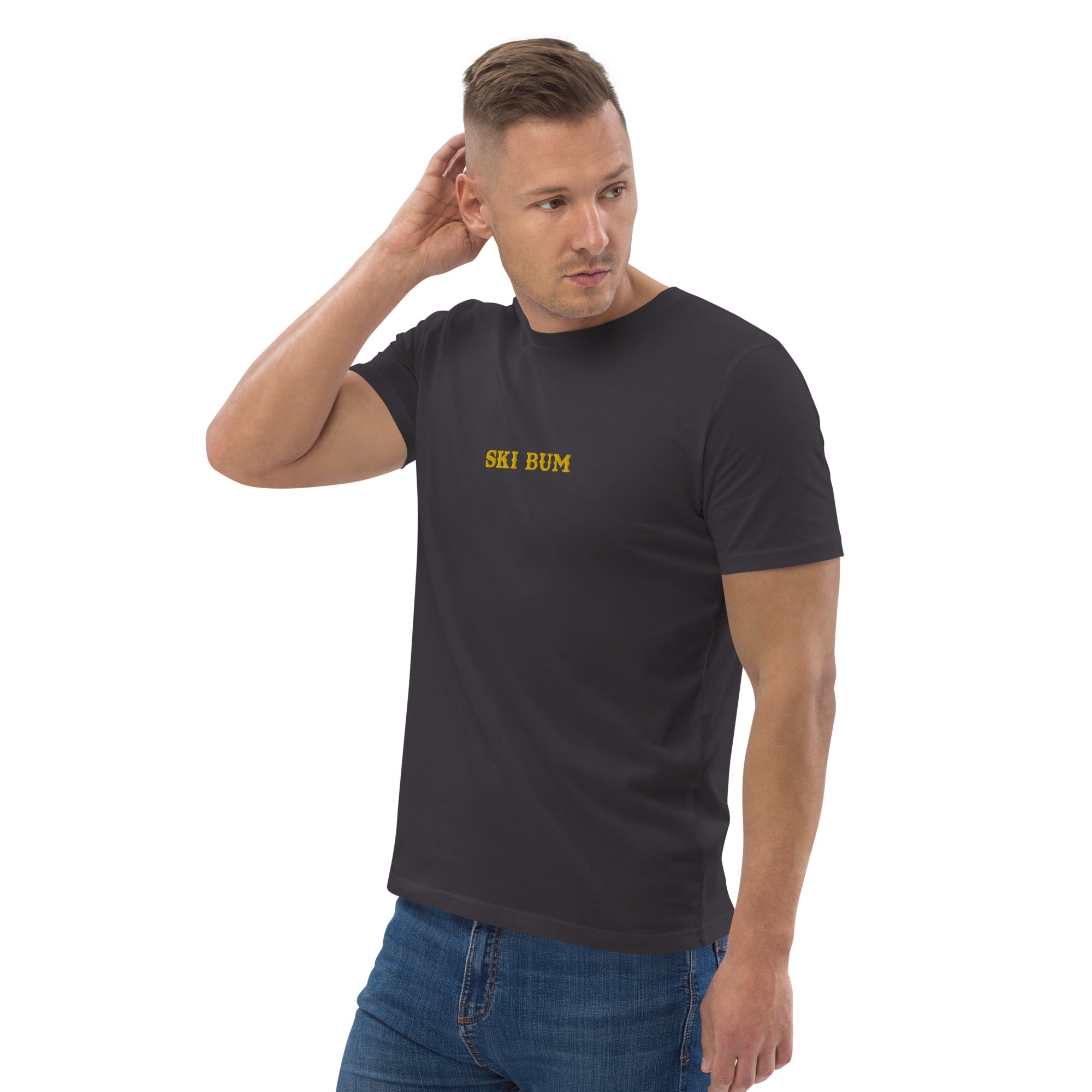 Unisex organic cotton t-shirt Ski Bum embroidered pattern