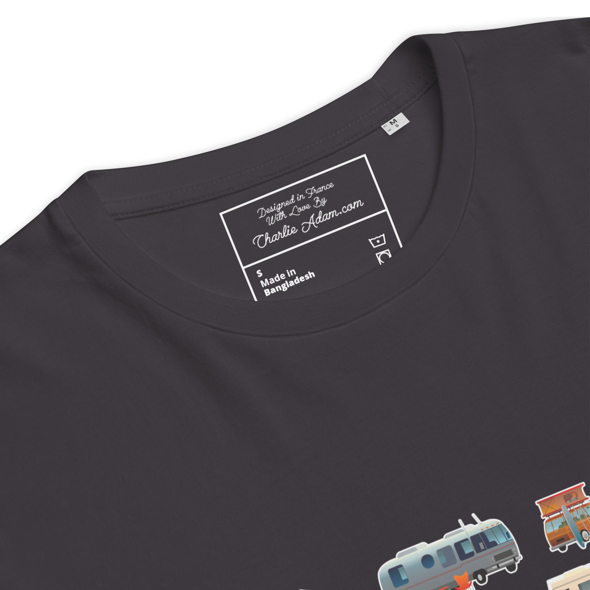 T-shirt unisexe en coton biologique Square Vintage Campers sur couleurs foncées