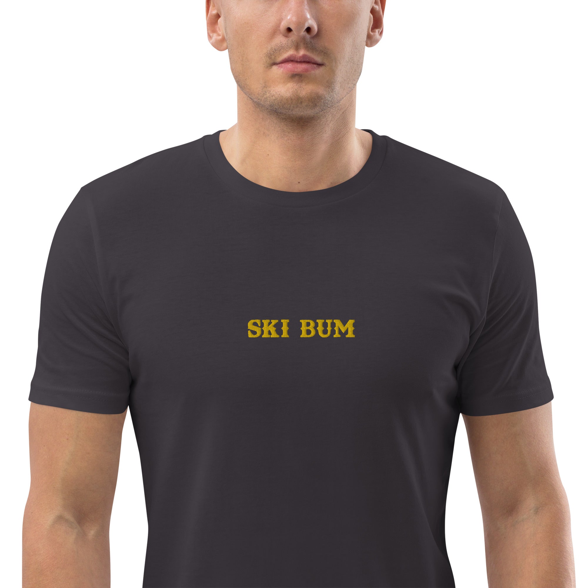 Unisex organic cotton t-shirt Ski Bum embroidered pattern