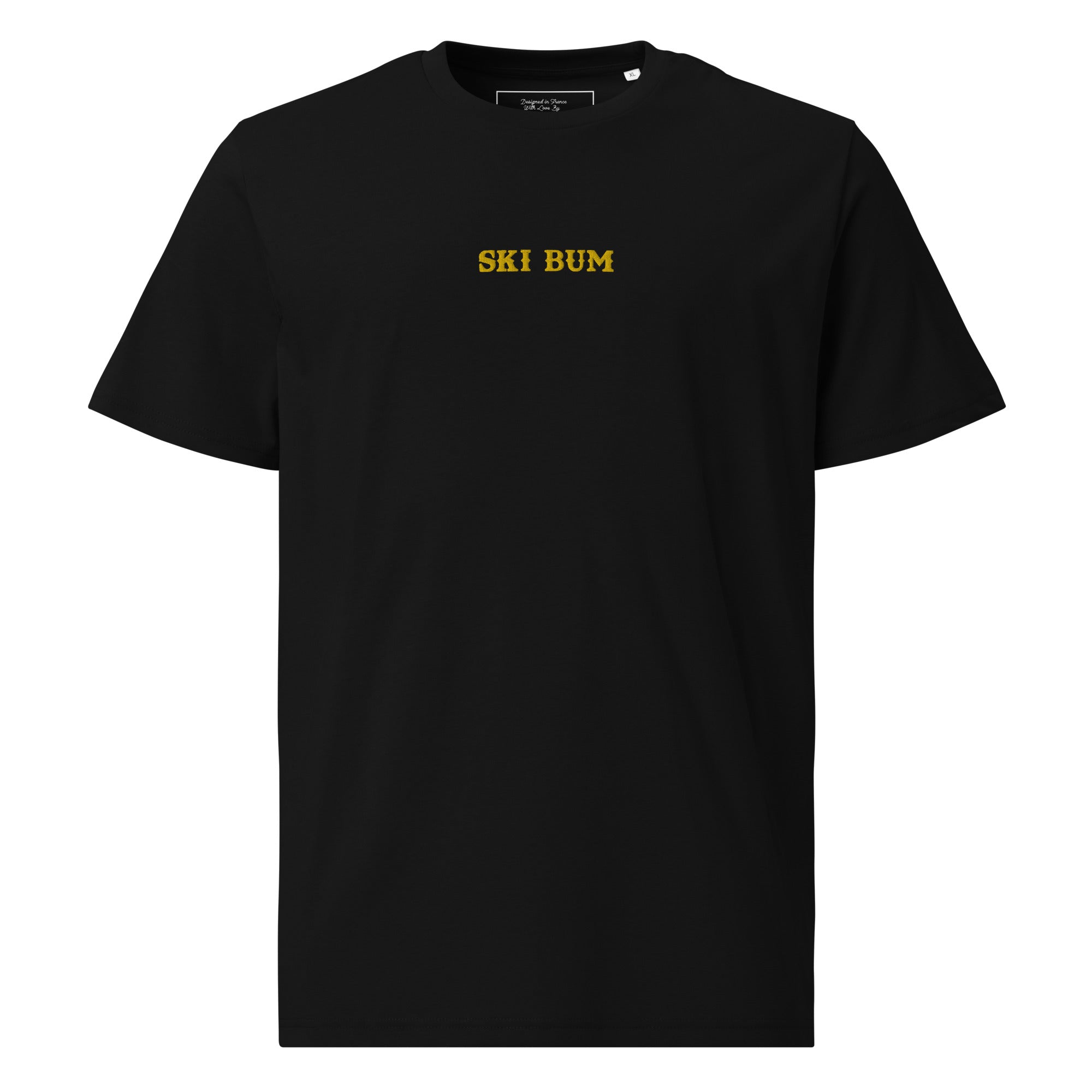 Unisex organic cotton t-shirt Ski Bum embroidered pattern