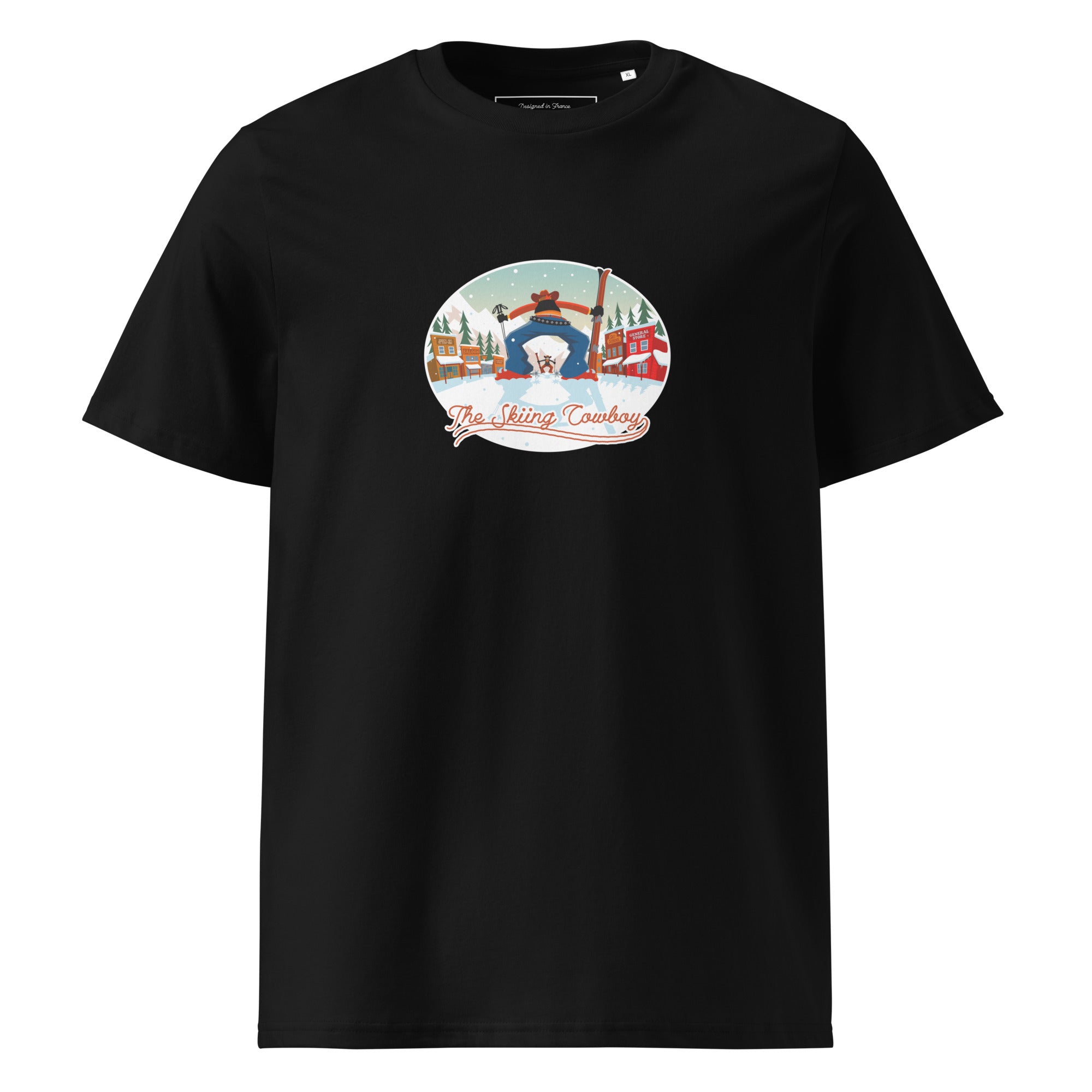 T-shirt unisexe en coton biologique Ski Fight at OK Corral sur couleurs foncées