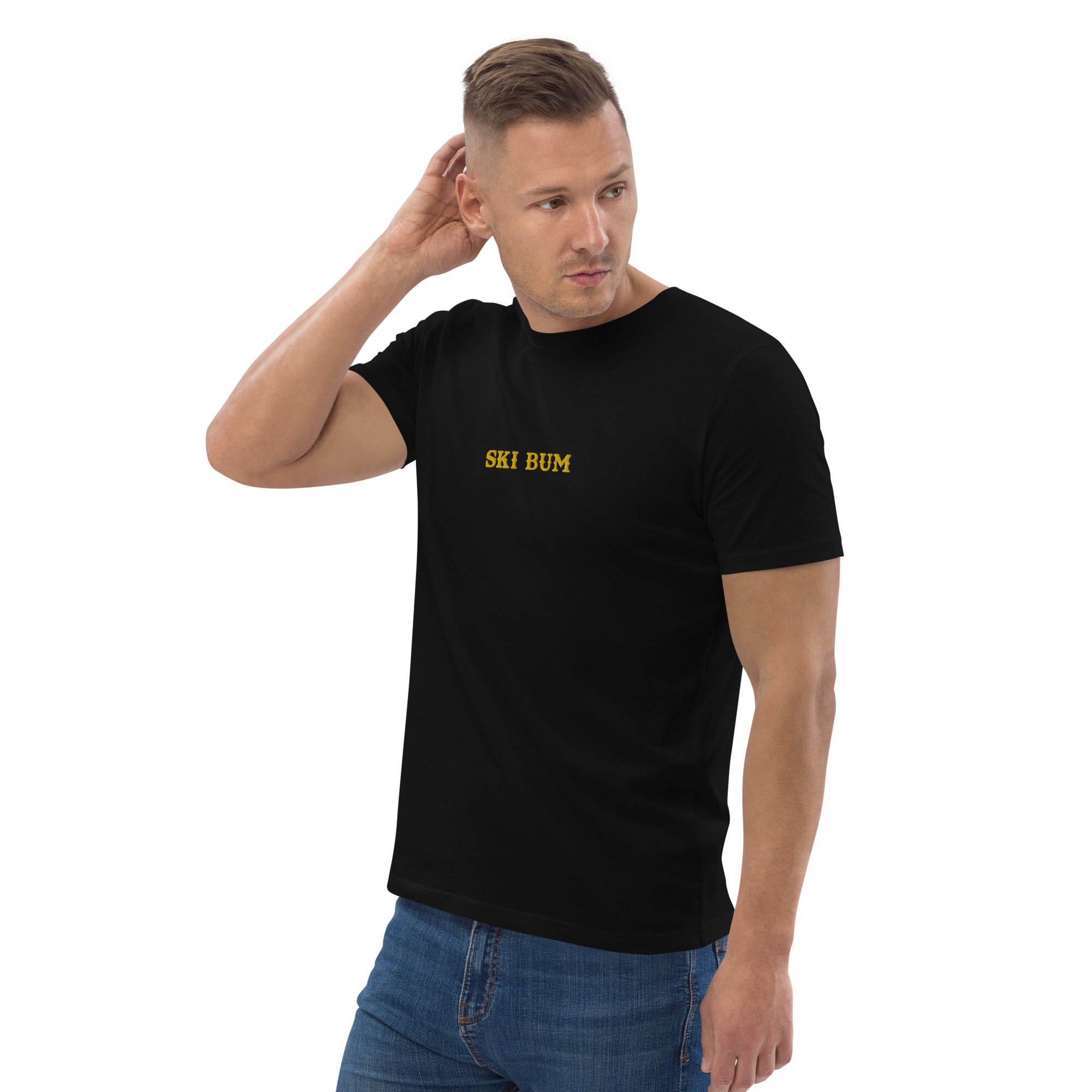 Unisex organic cotton t-shirt Ski Bum embroidered pattern
