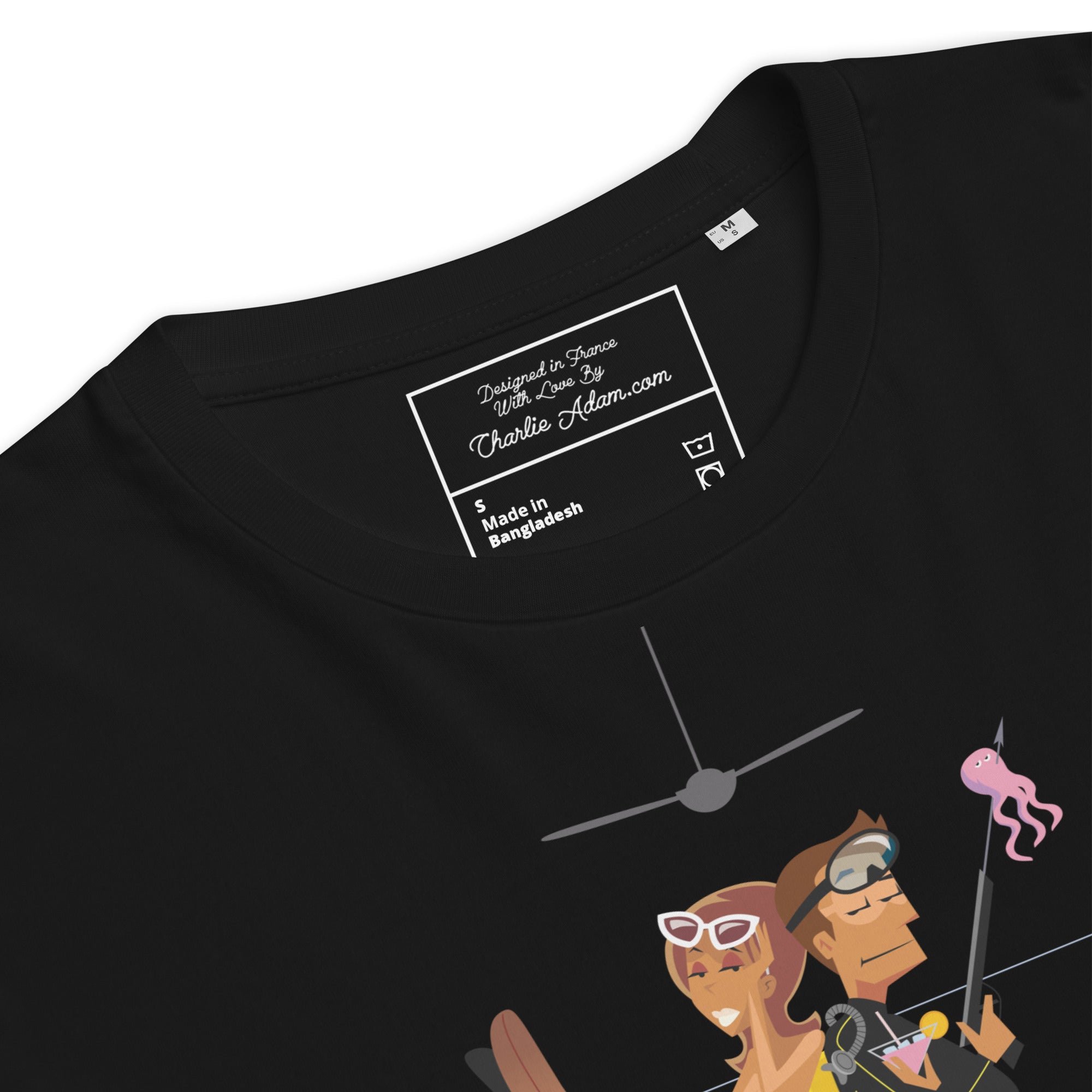 Unisex organic cotton t-shirt License To Chill Vamos a la Playa on dark colors