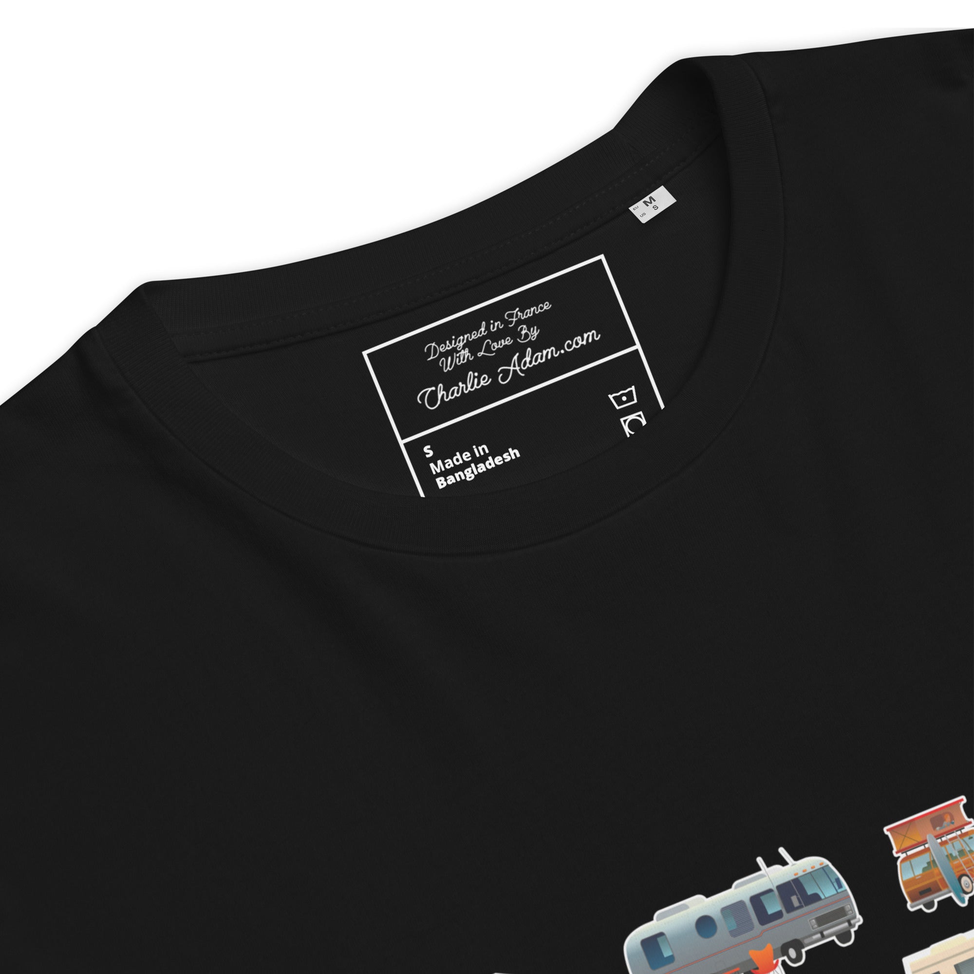 T-shirt unisexe en coton biologique Square Vintage Campers sur couleurs foncées