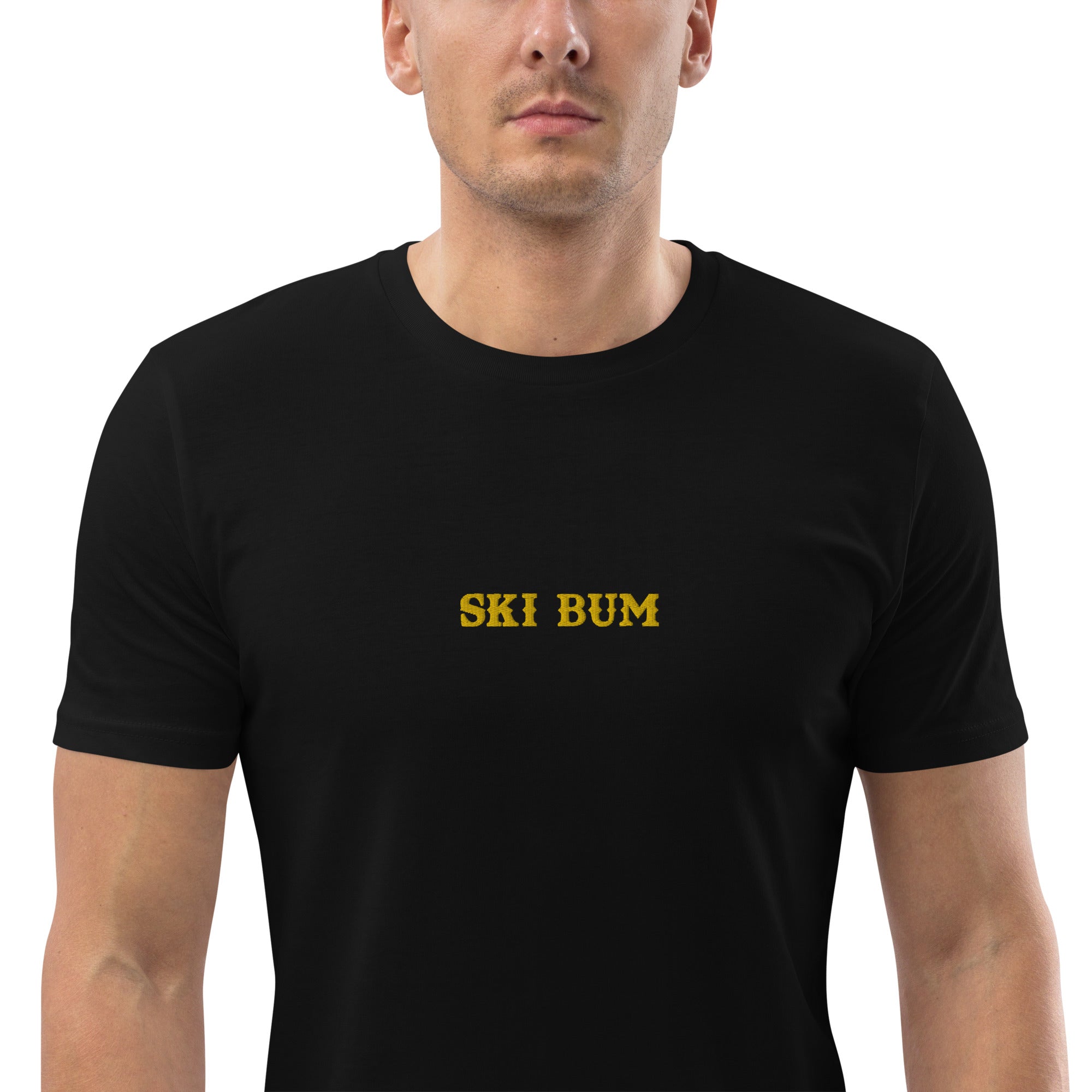 Unisex organic cotton t-shirt Ski Bum embroidered pattern