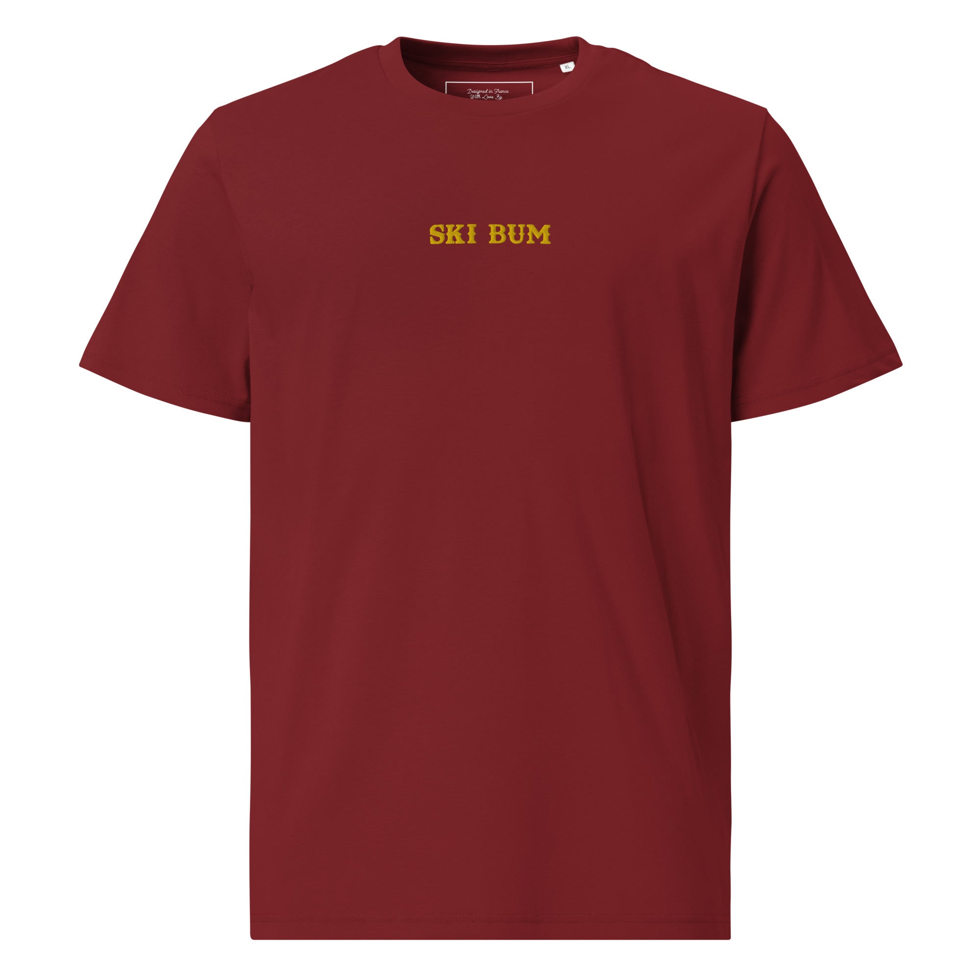 Unisex organic cotton t-shirt Ski Bum embroidered pattern
