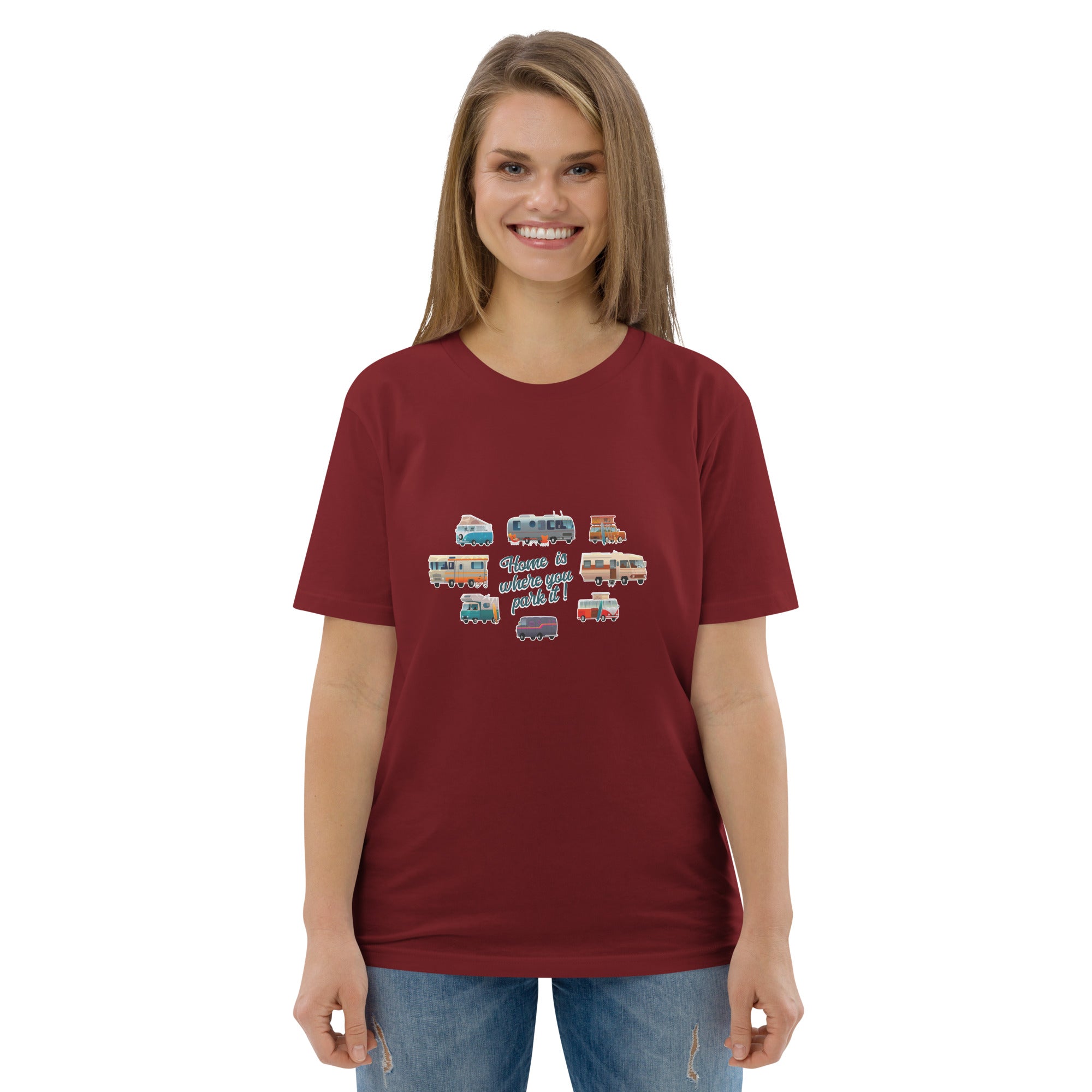 T-shirt unisexe en coton biologique Square Vintage Campers sur couleurs foncées