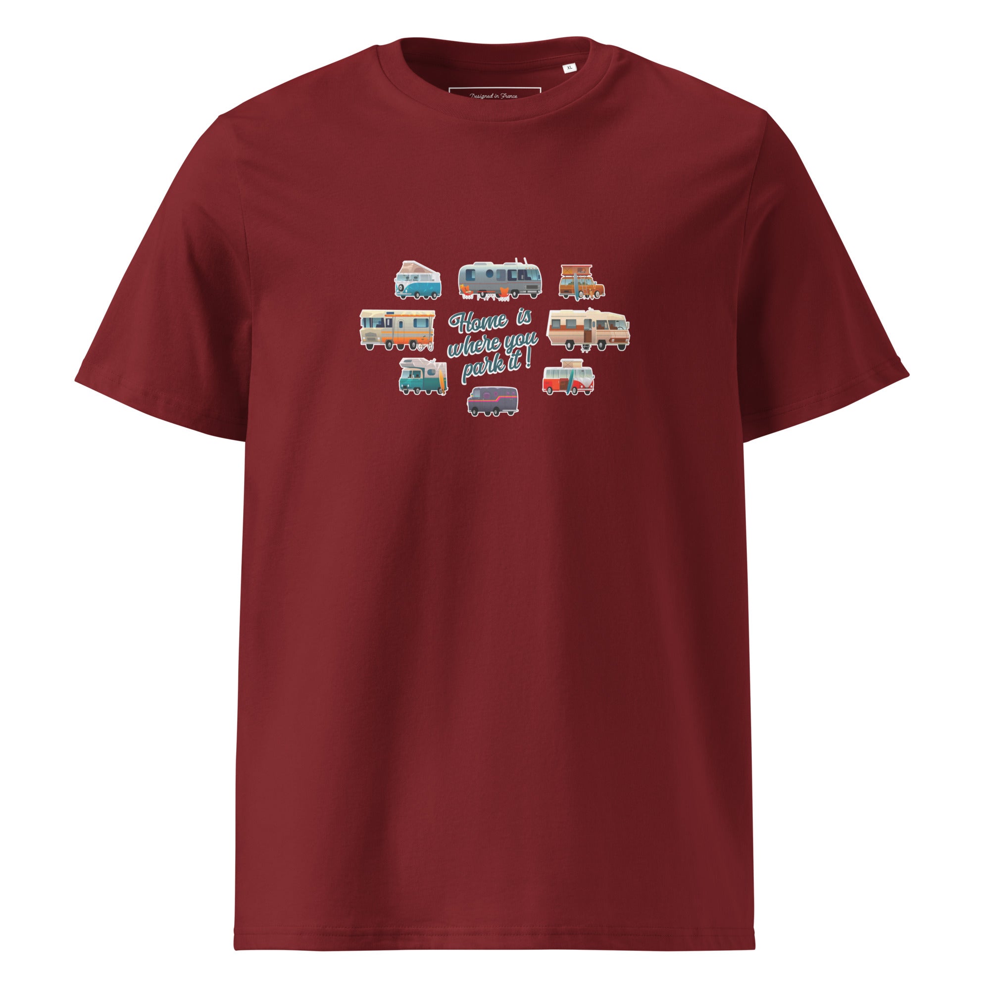 T-shirt unisexe en coton biologique Square Vintage Campers sur couleurs foncées