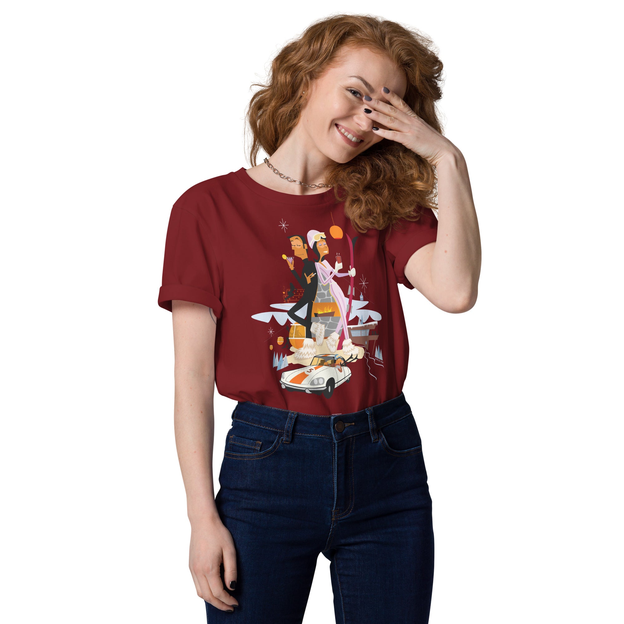 T-shirt unisexe en coton biologique License To Chill Mission Après-Ski sur couleurs foncées