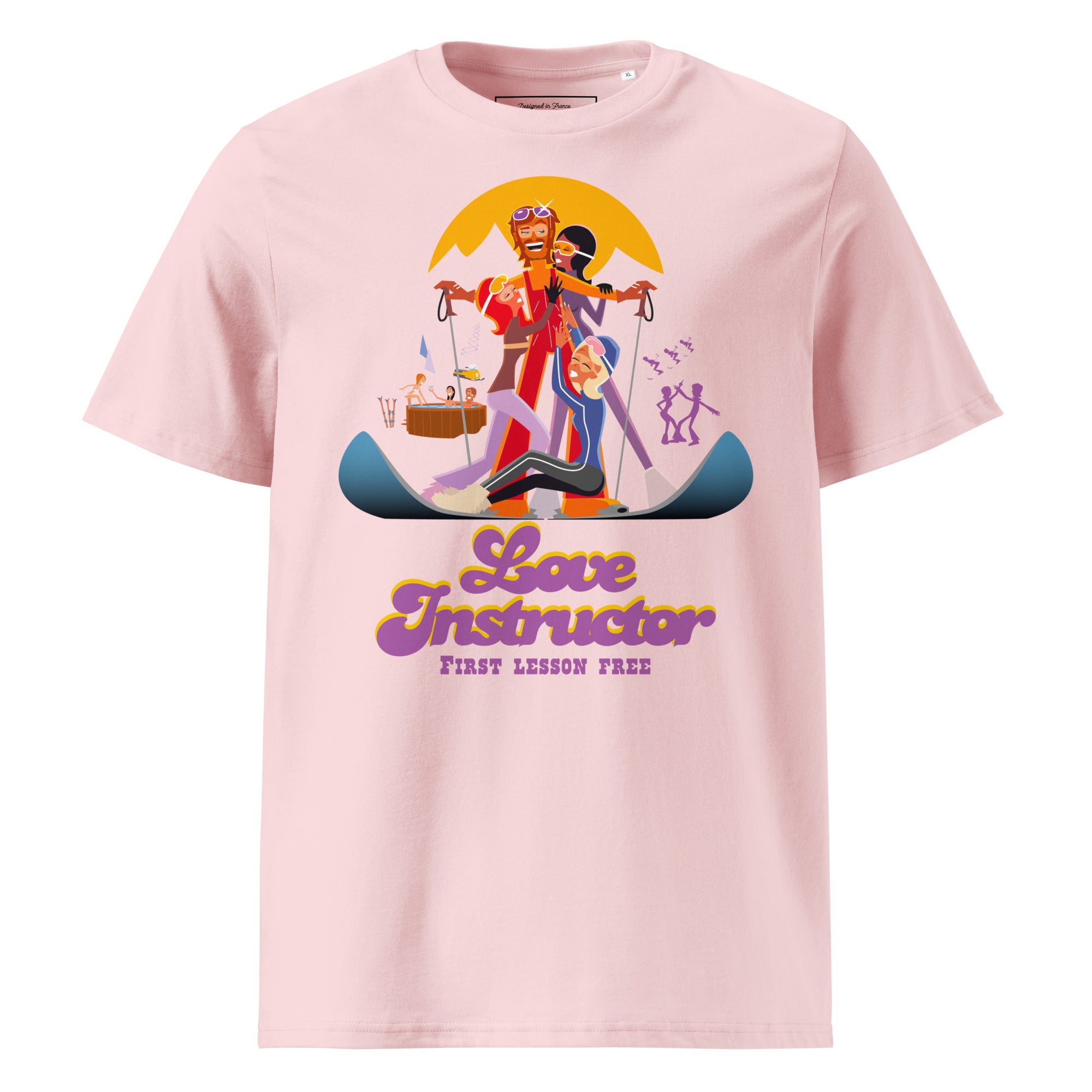 T-shirt unisexe en coton biologique Love instructor First lesson free sur couleurs claires