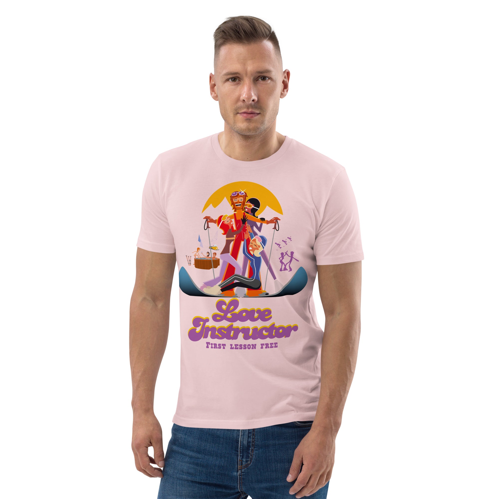 T-shirt unisexe en coton biologique Love instructor First lesson free sur couleurs claires