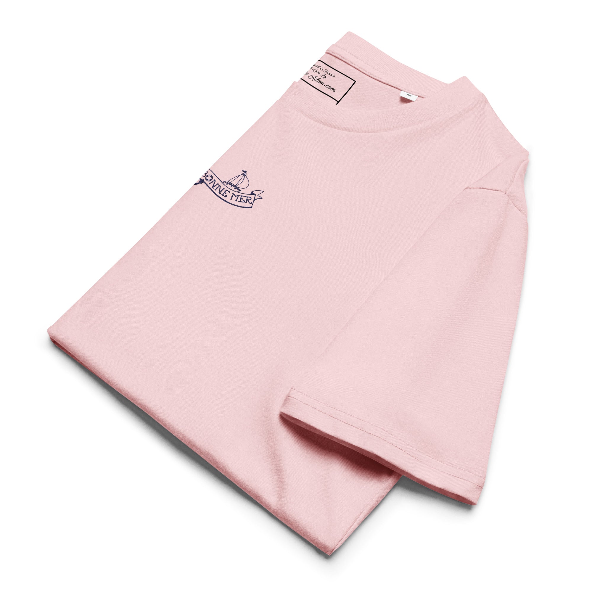 T-shirt unisexe en coton biologique Oh Bonne Mer Tattoo navy brodé sur couleurs claires