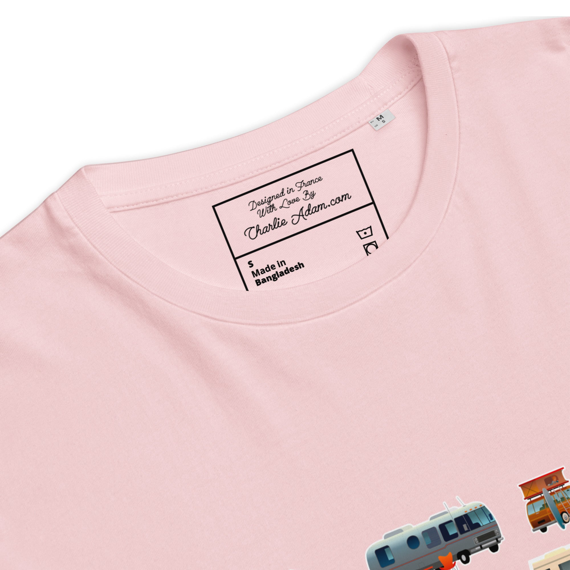 T-shirt unisexe en coton biologique Square Vintage Campers sur couleurs claires
