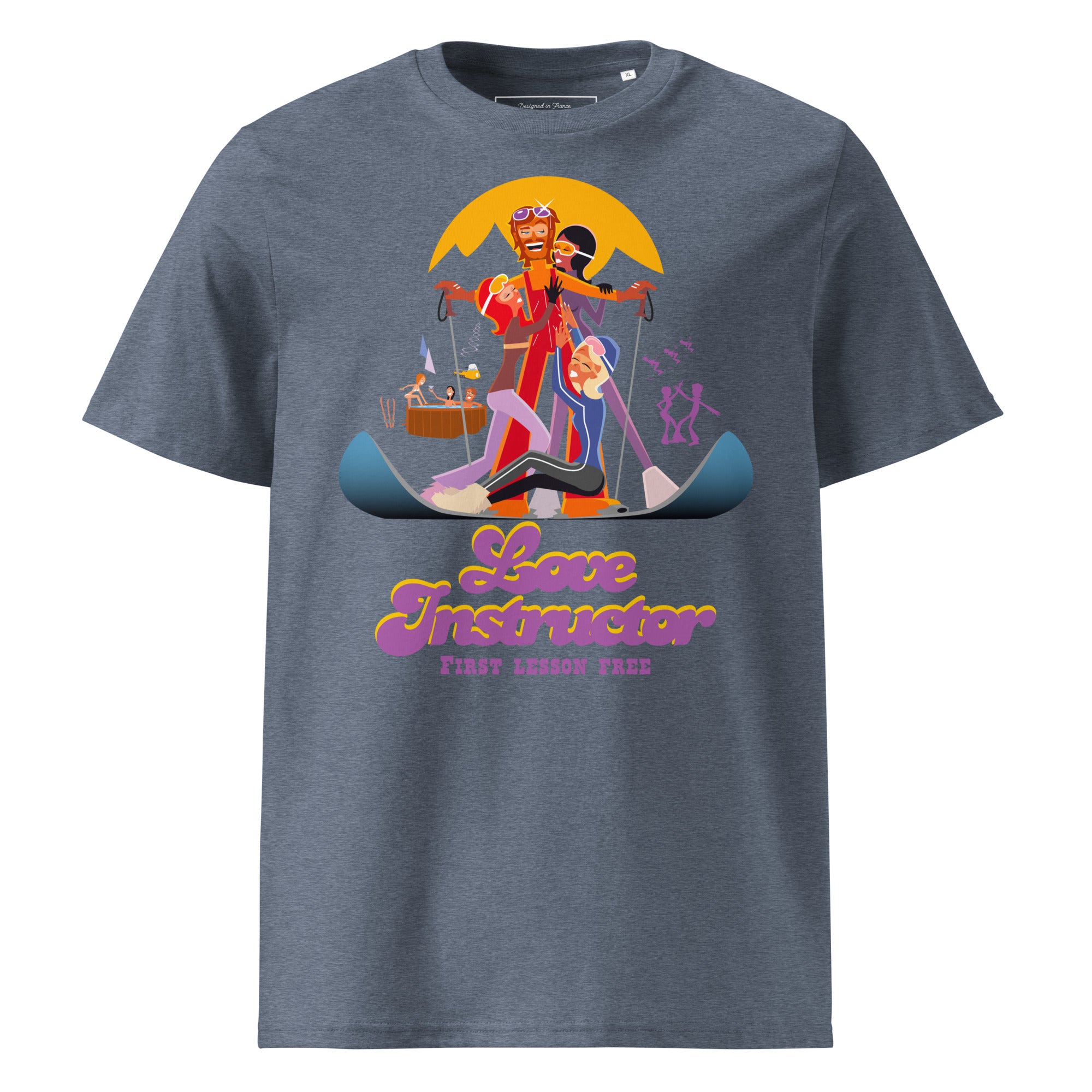 T-shirt unisexe en coton biologique Love instructor First lesson free sur couleurs foncées