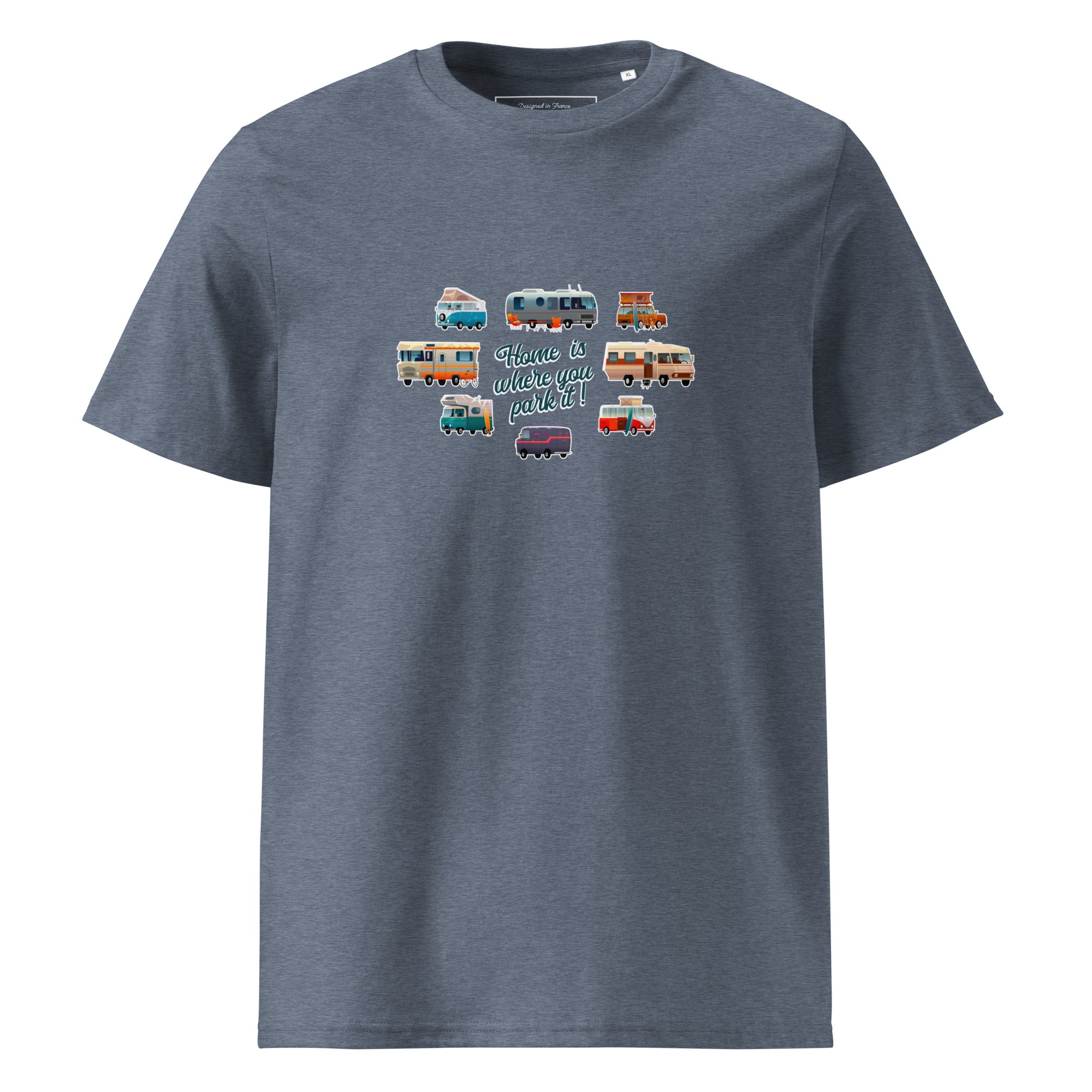 T-shirt unisexe en coton biologique Square Vintage Campers sur couleurs foncées