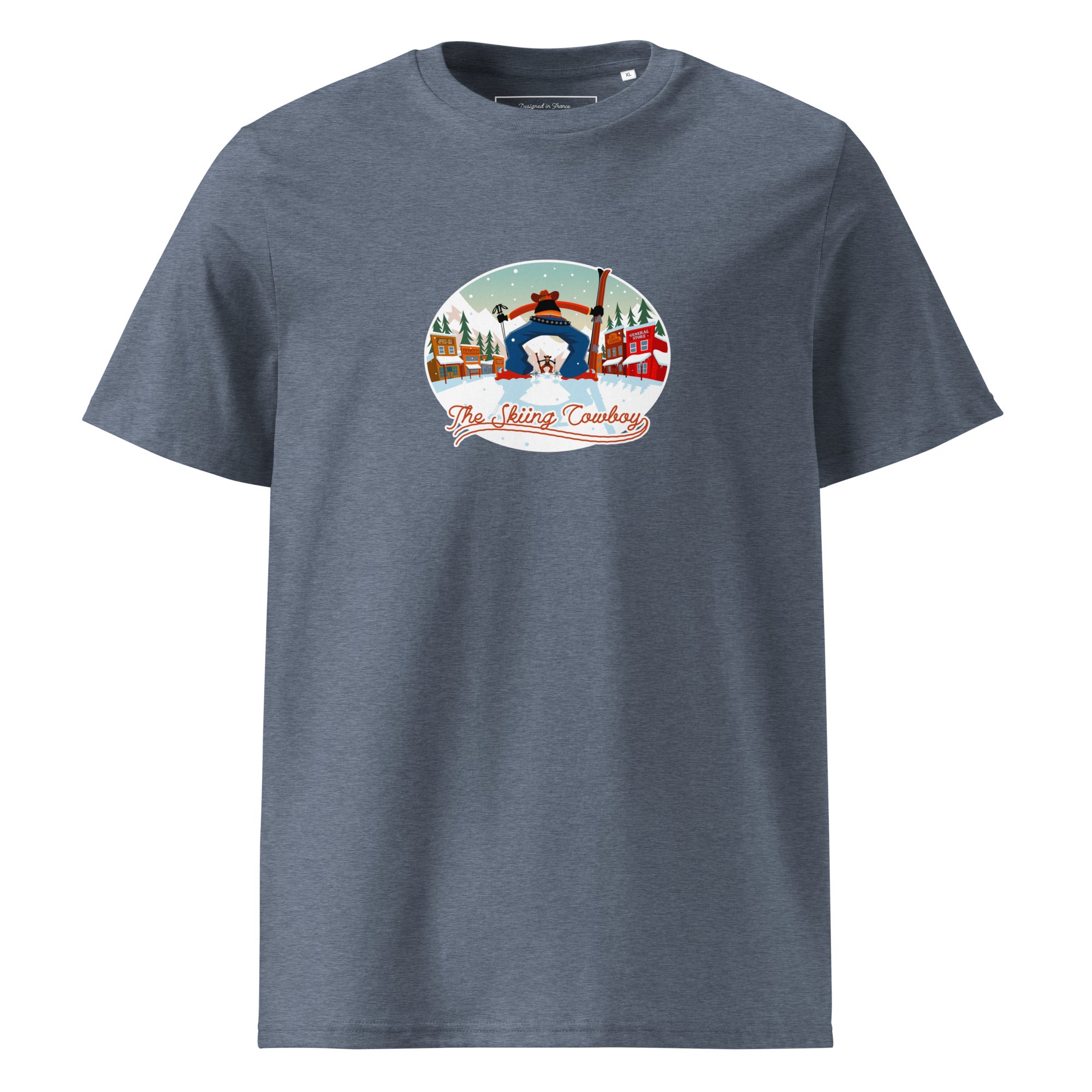 T-shirt unisexe en coton biologique Ski Fight at OK Corral sur couleurs foncées