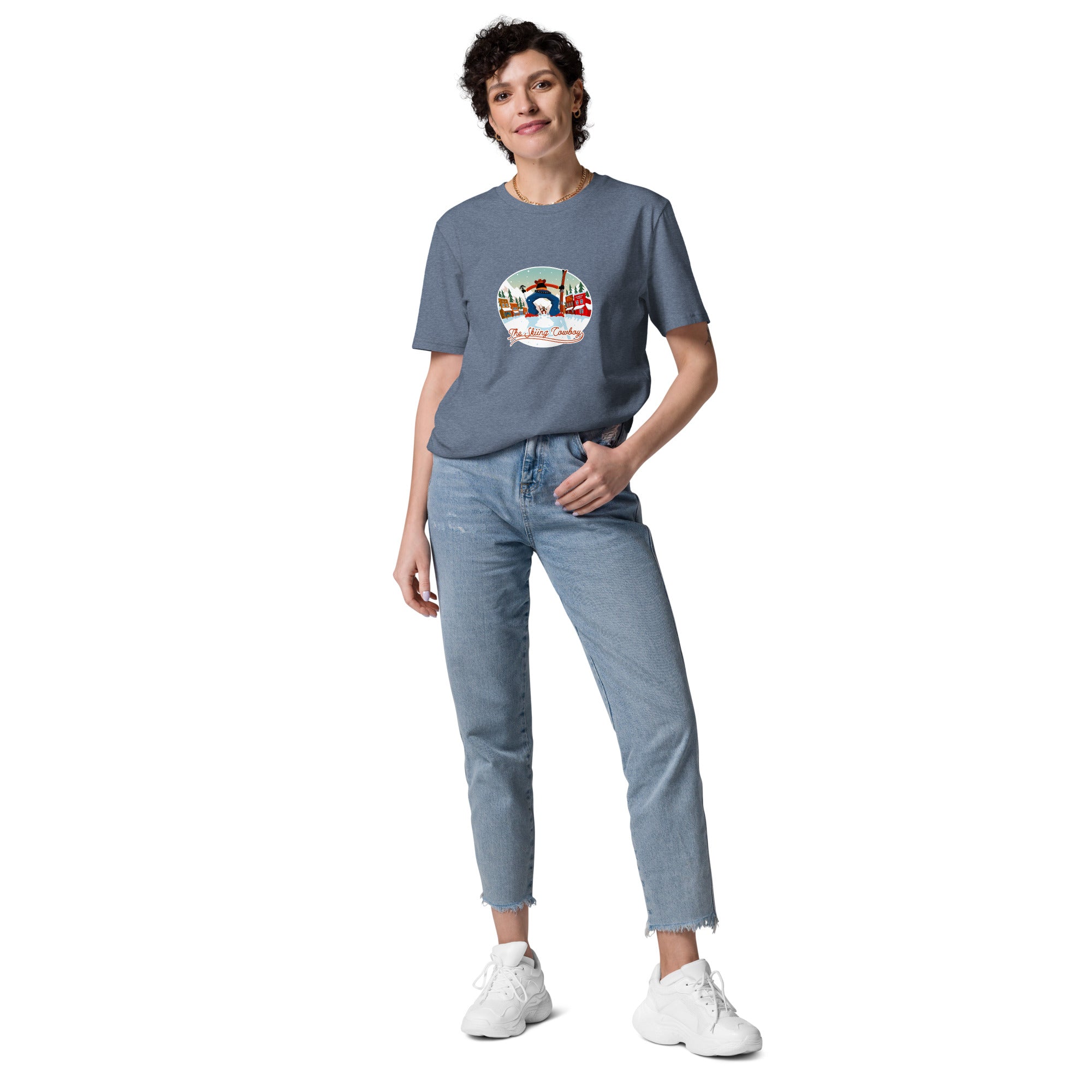 T-shirt unisexe en coton biologique Ski Fight at OK Corral sur couleurs foncées