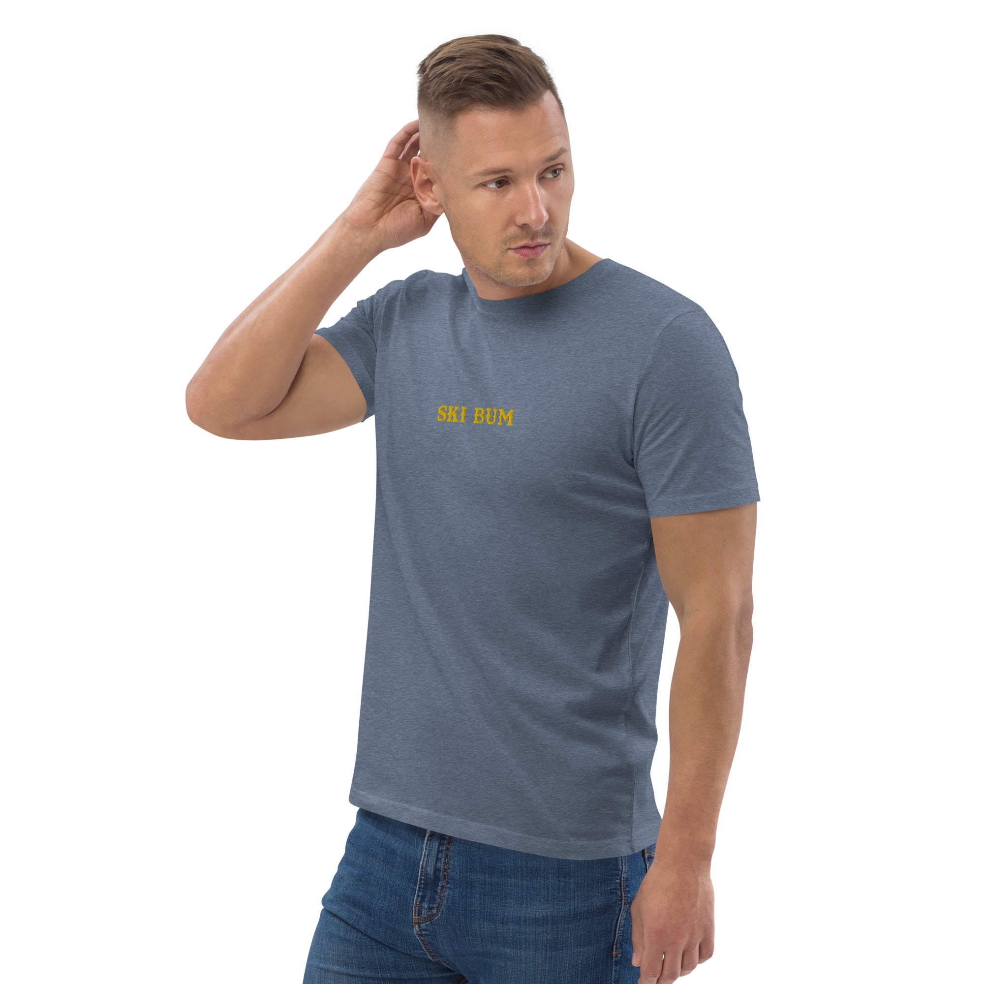 Unisex organic cotton t-shirt Ski Bum embroidered pattern