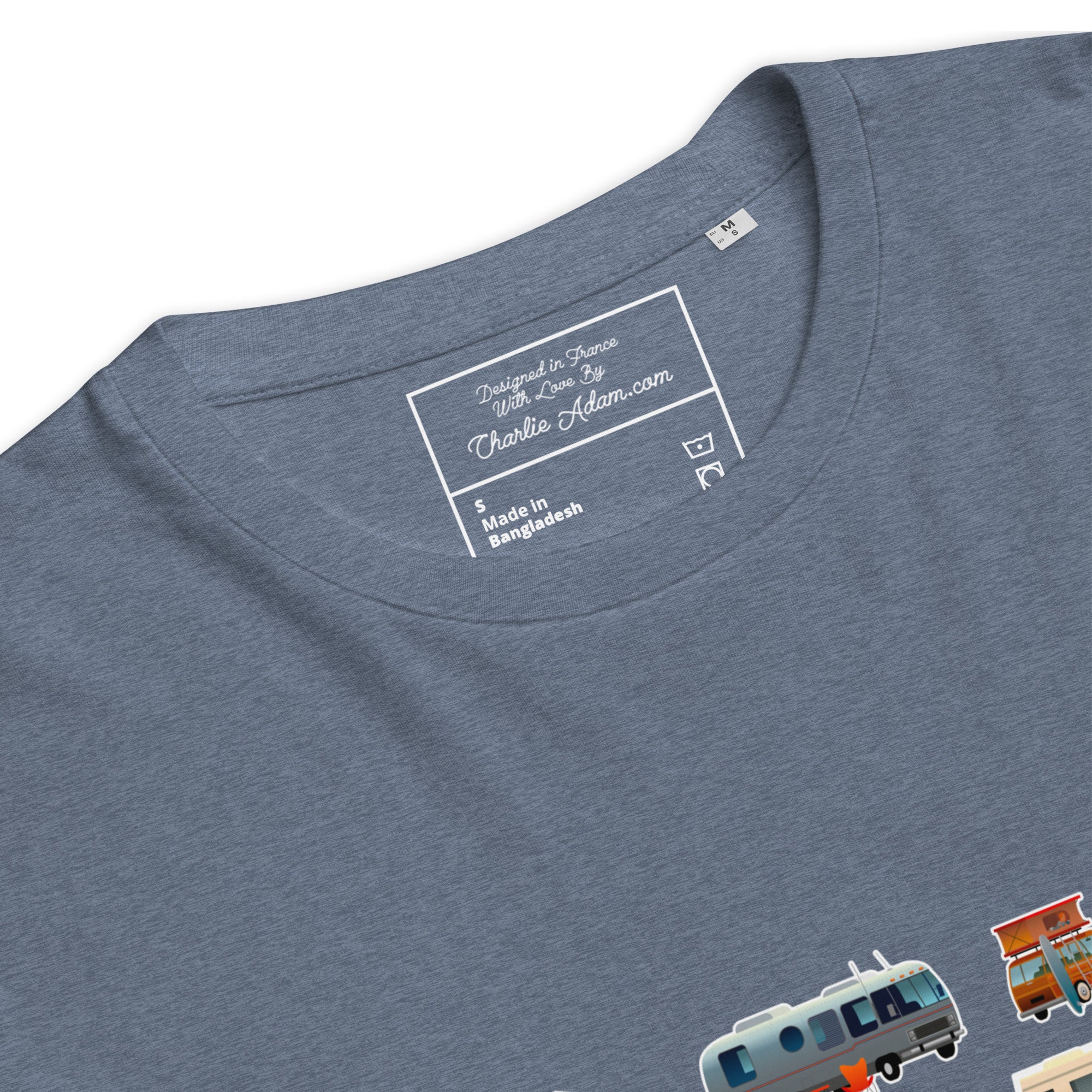 T-shirt unisexe en coton biologique Square Vintage Campers sur couleurs foncées