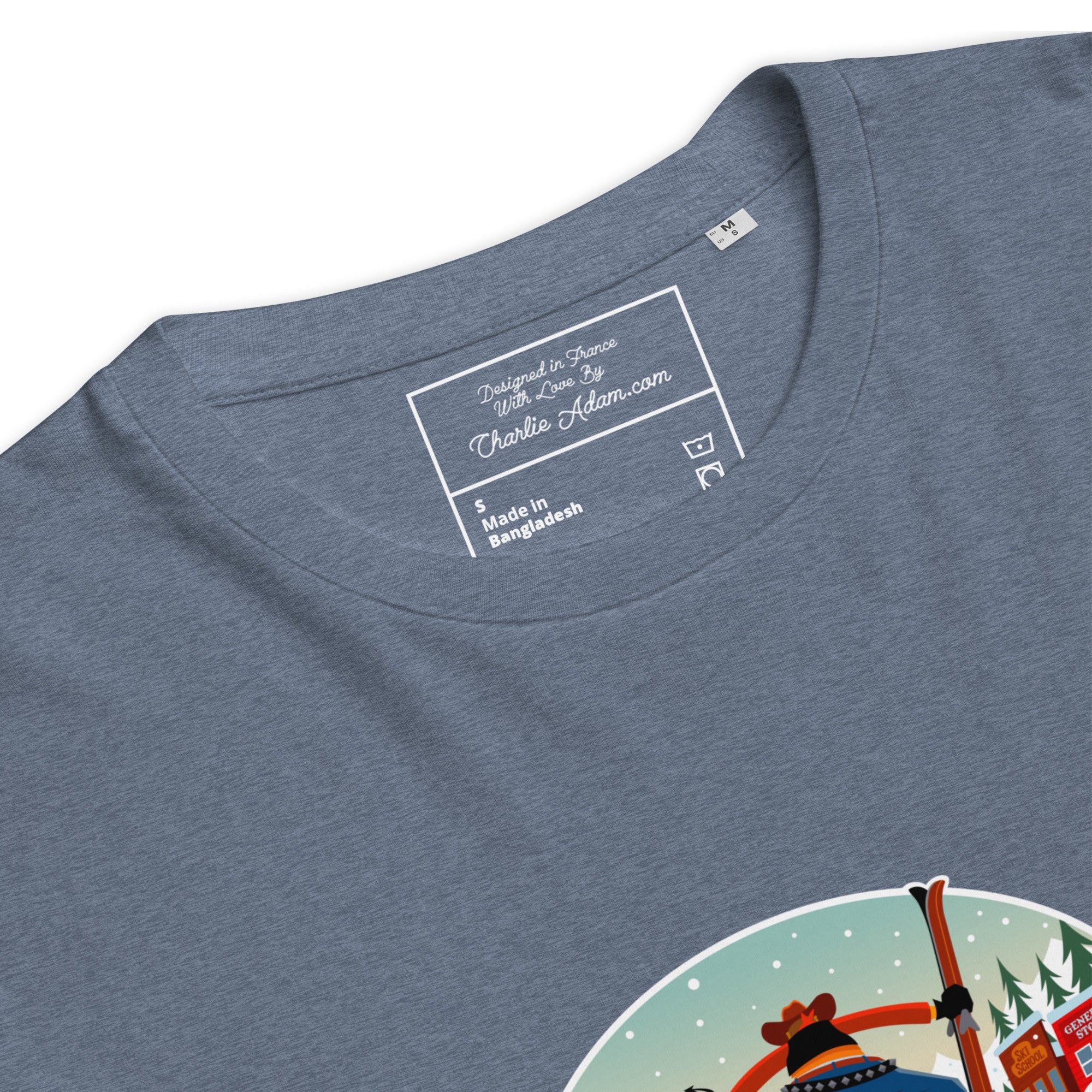 T-shirt unisexe en coton biologique Ski Fight at OK Corral sur couleurs foncées