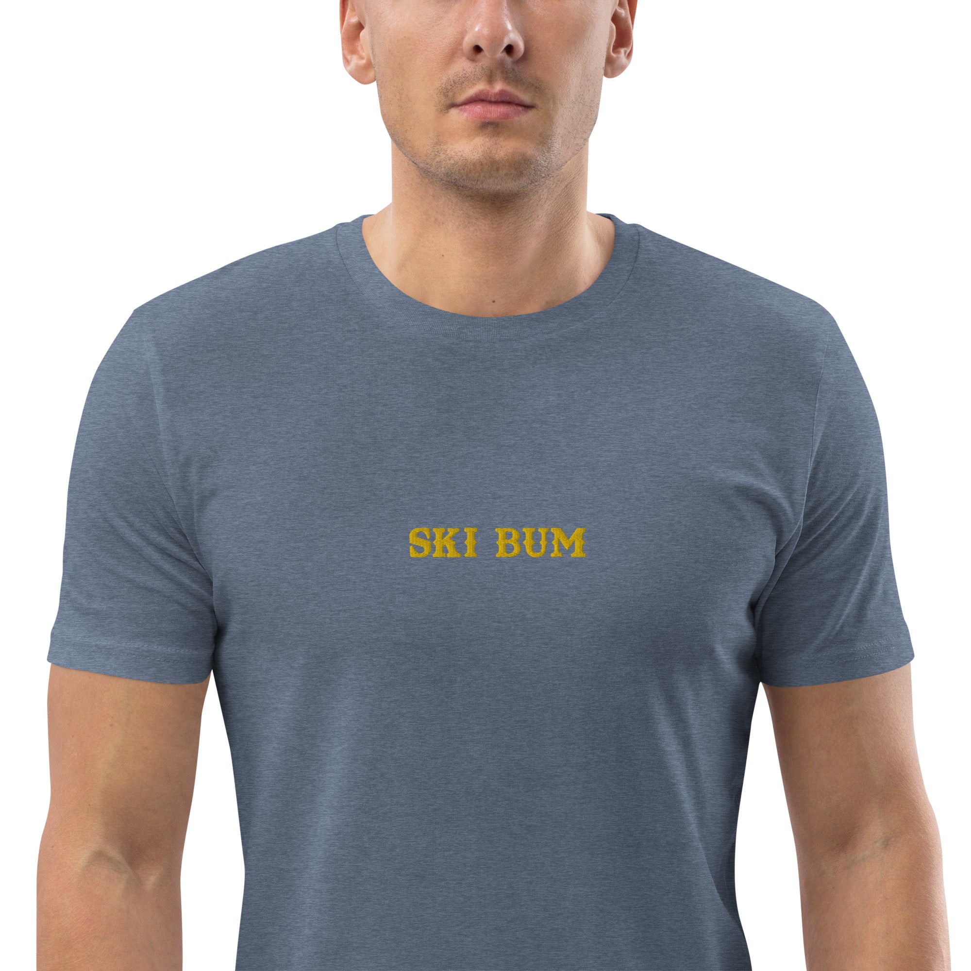 Unisex organic cotton t-shirt Ski Bum embroidered pattern