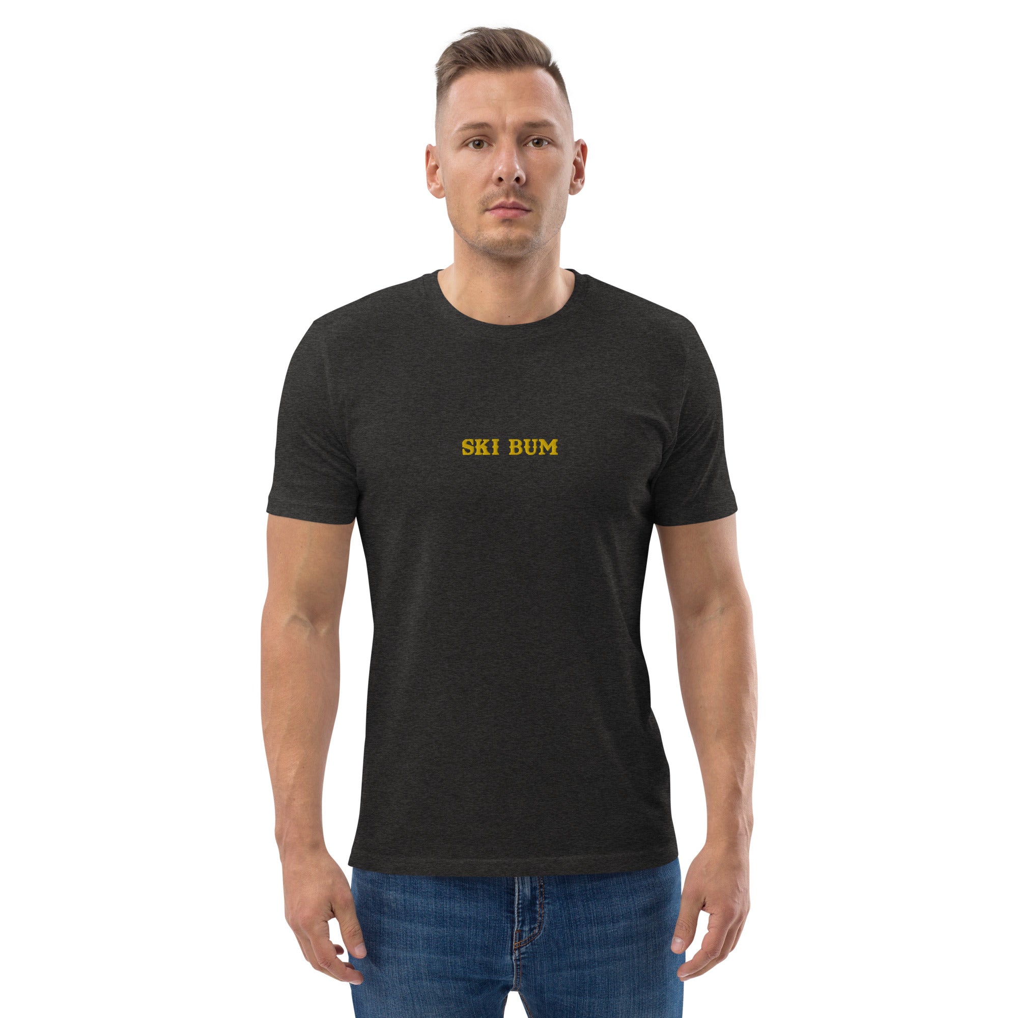 Unisex organic cotton t-shirt Ski Bum embroidered pattern