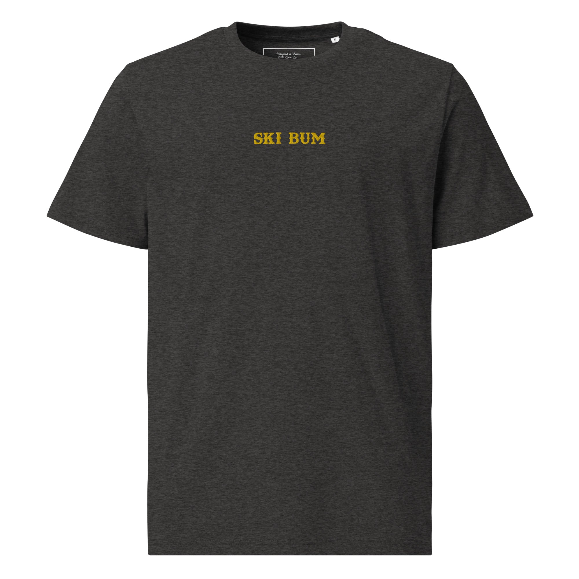 Unisex organic cotton t-shirt Ski Bum embroidered pattern