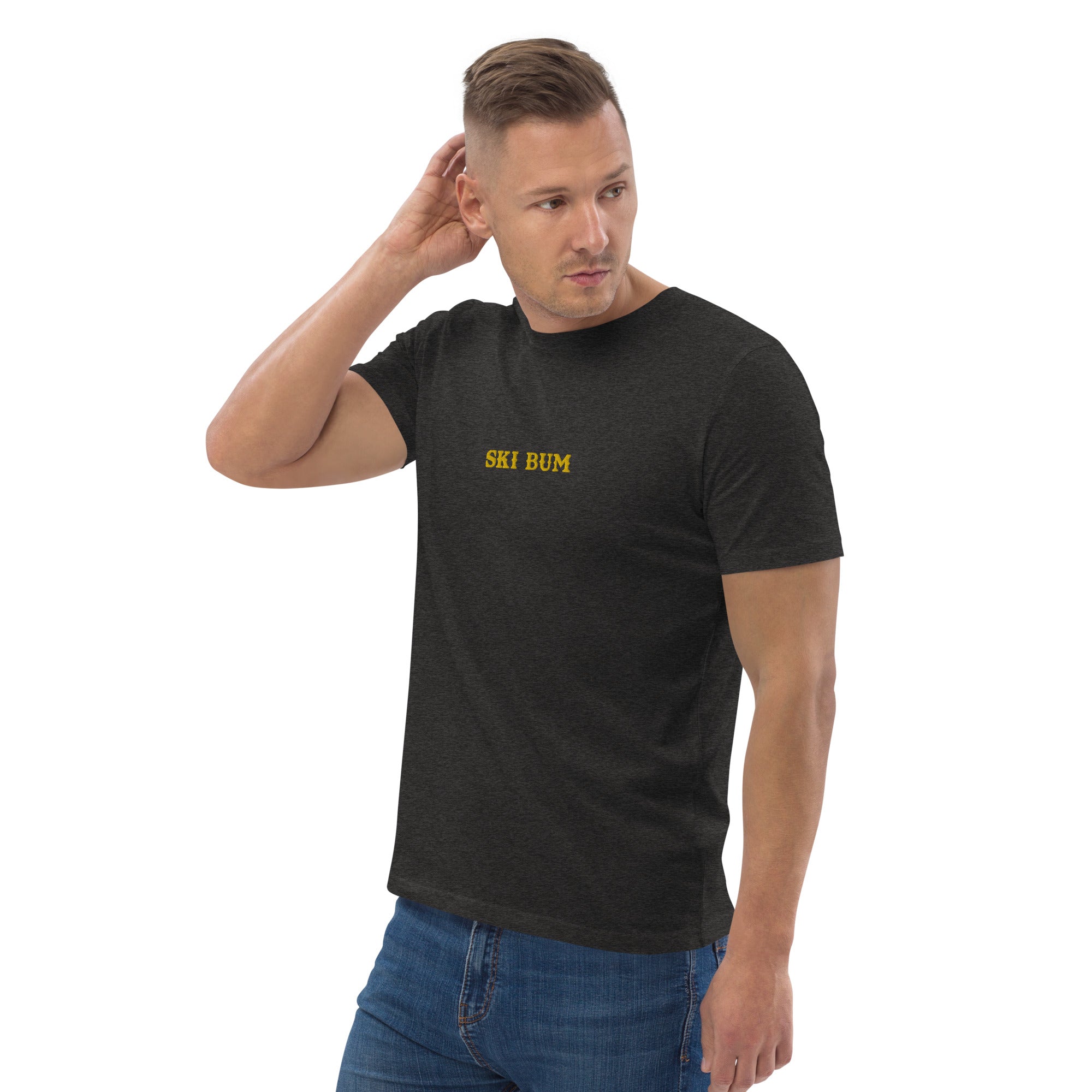 Unisex organic cotton t-shirt Ski Bum embroidered pattern