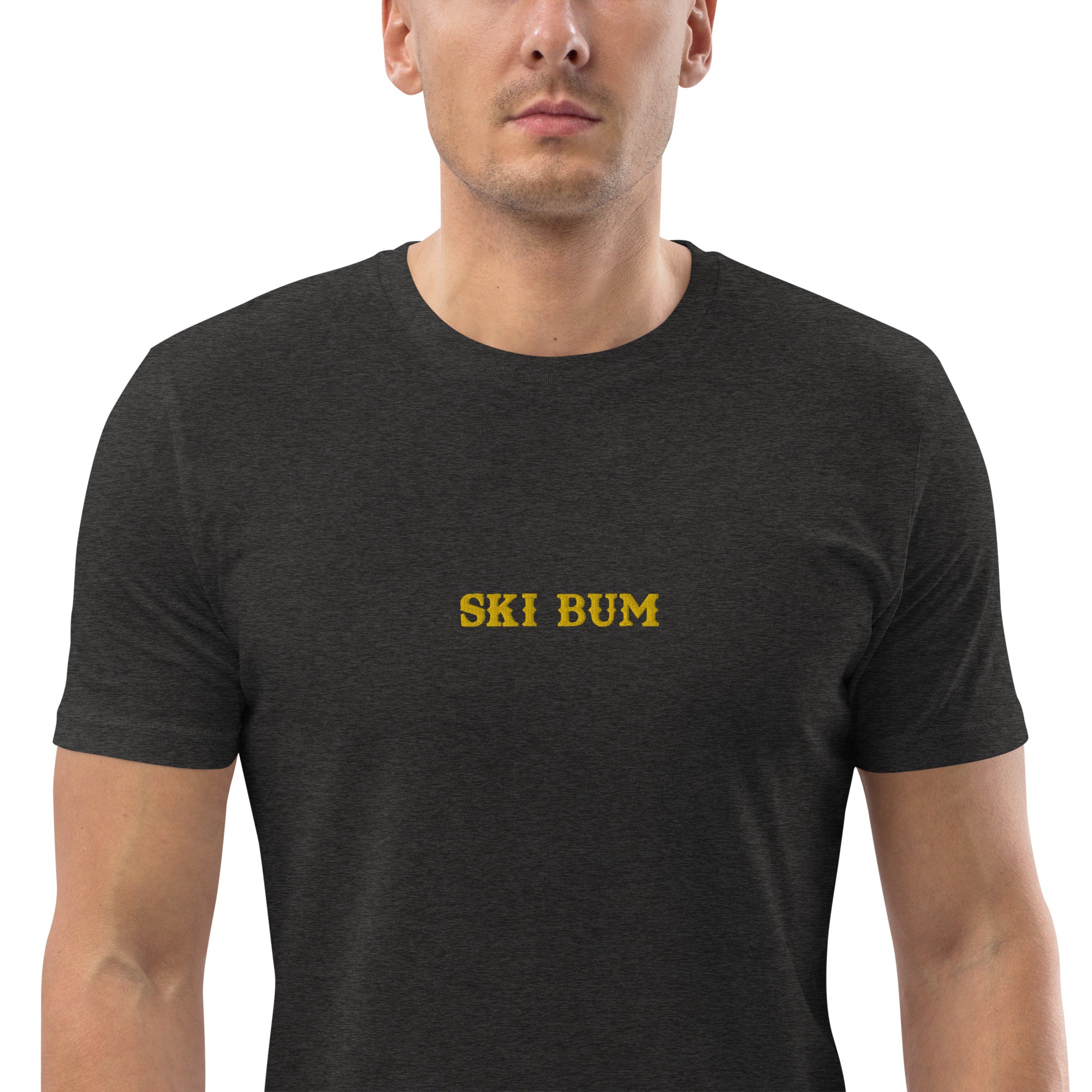 Unisex organic cotton t-shirt Ski Bum embroidered pattern