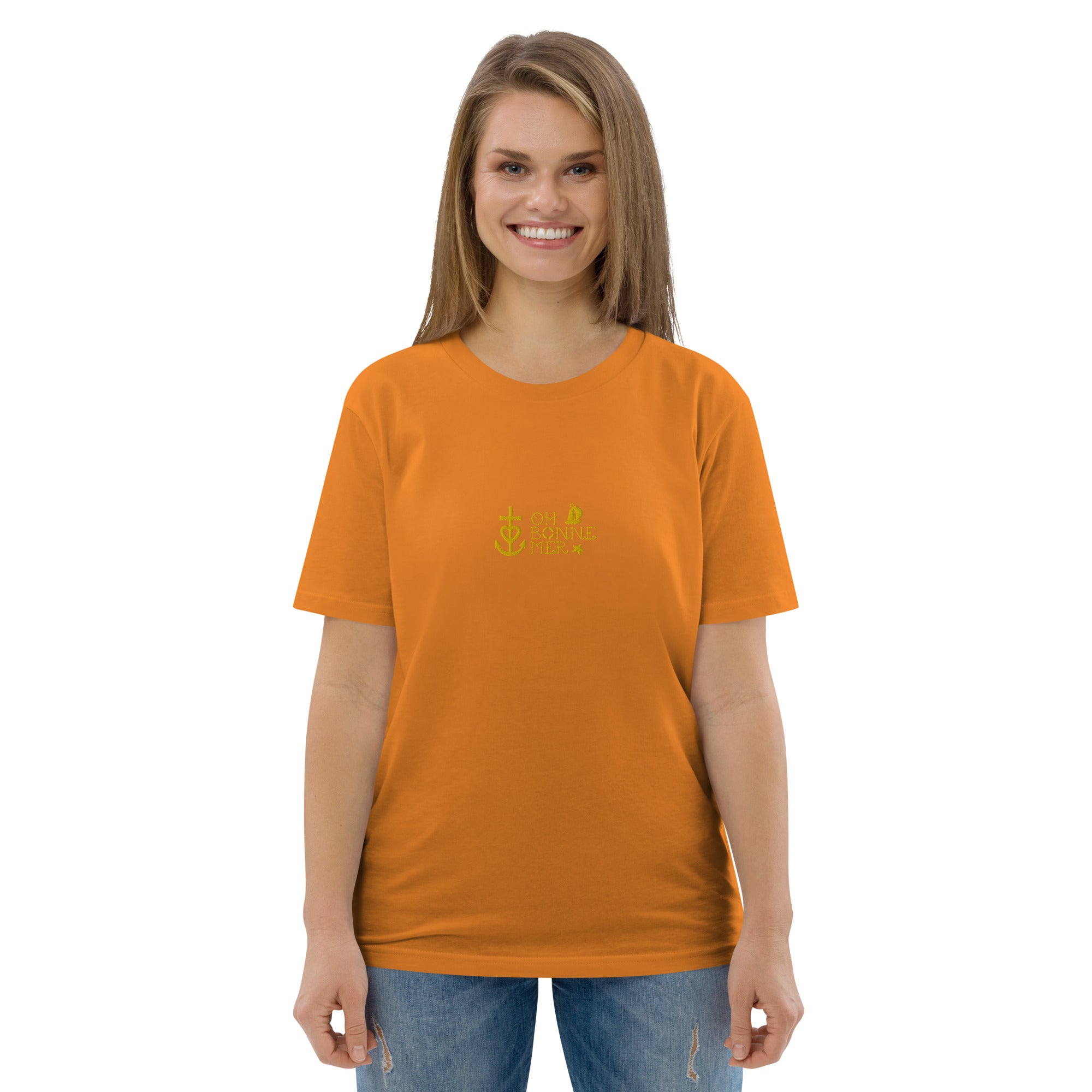T-shirt unisexe en coton biologique Oh Bonne Mer 2 brodé sur couleurs vives