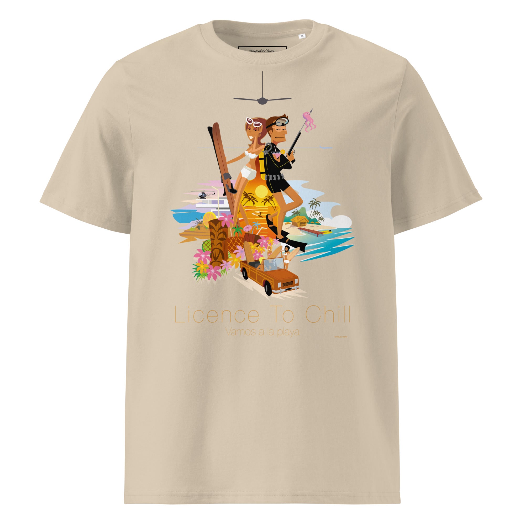 Unisex organic cotton t-shirt License To Chill Vamos a la Playa on light colors
