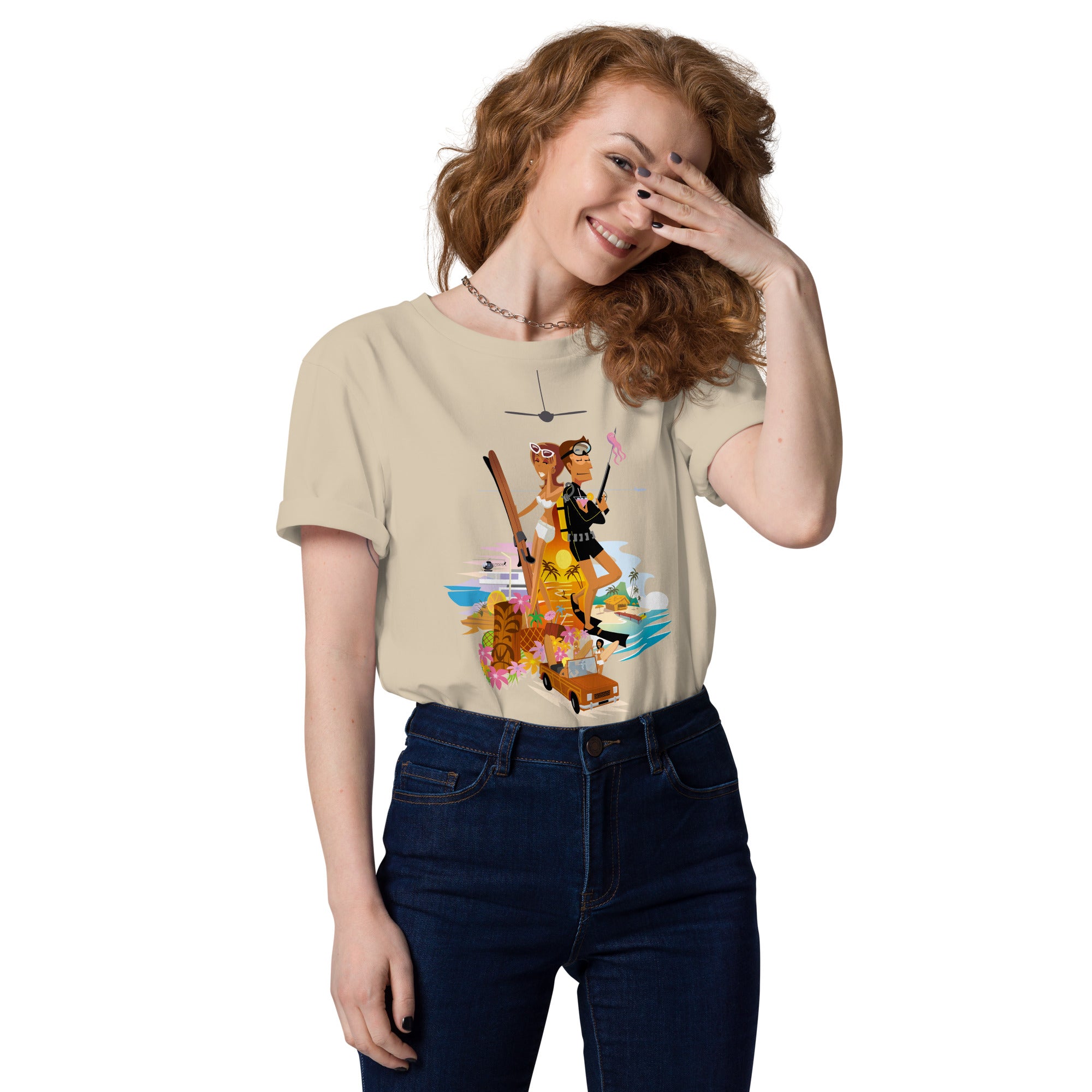 Unisex organic cotton t-shirt License To Chill Vamos a la Playa on light colors