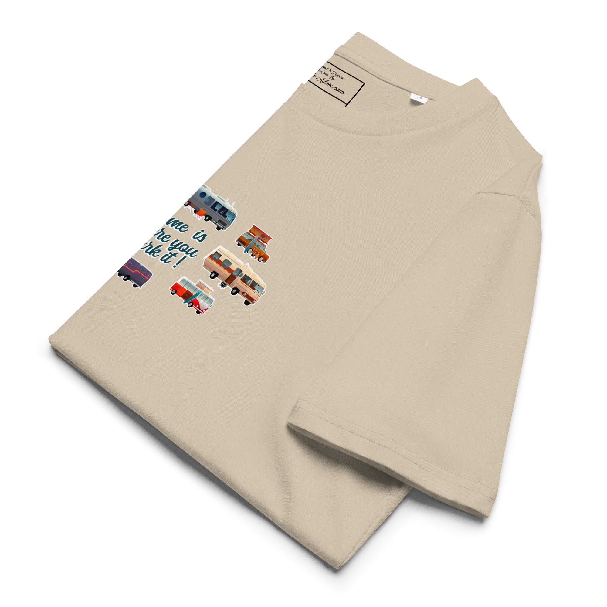 T-shirt unisexe en coton biologique Square Vintage Campers sur couleurs claires