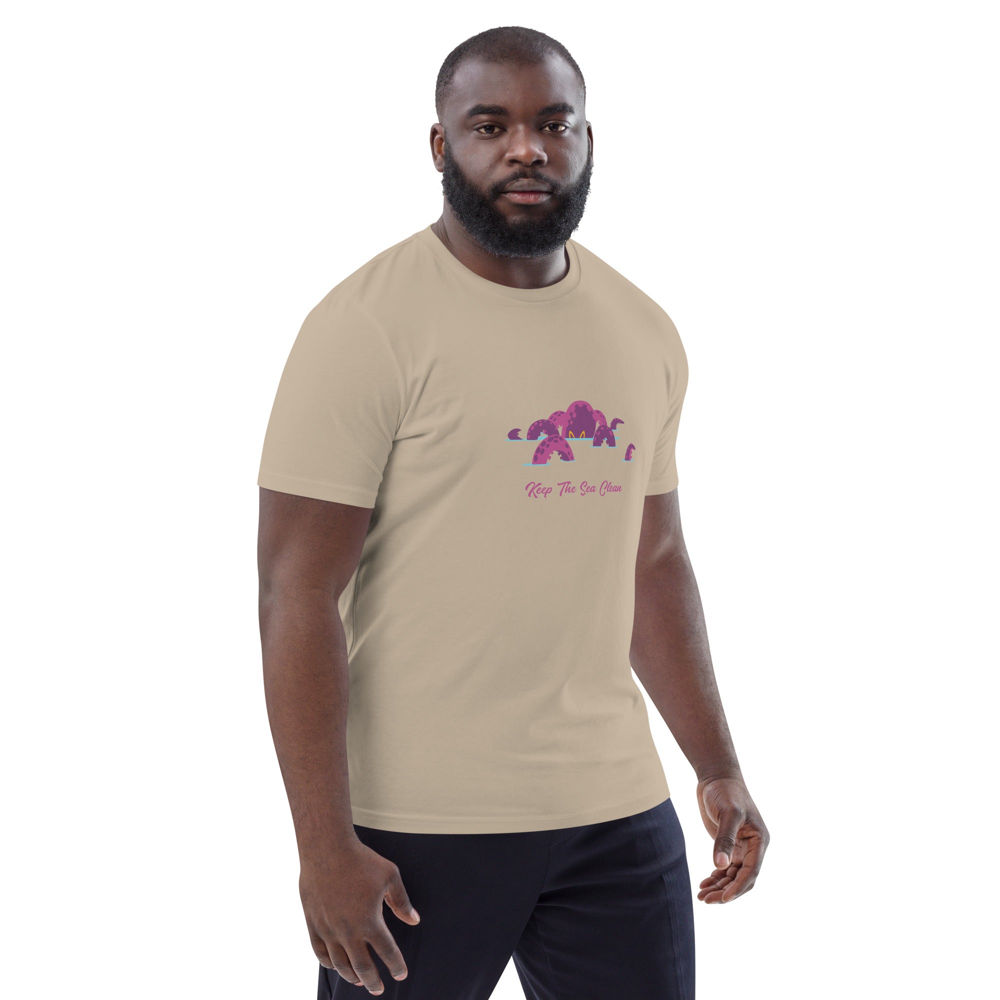 T-shirt unisexe en coton biologique Octopus Purple sur couleurs claires