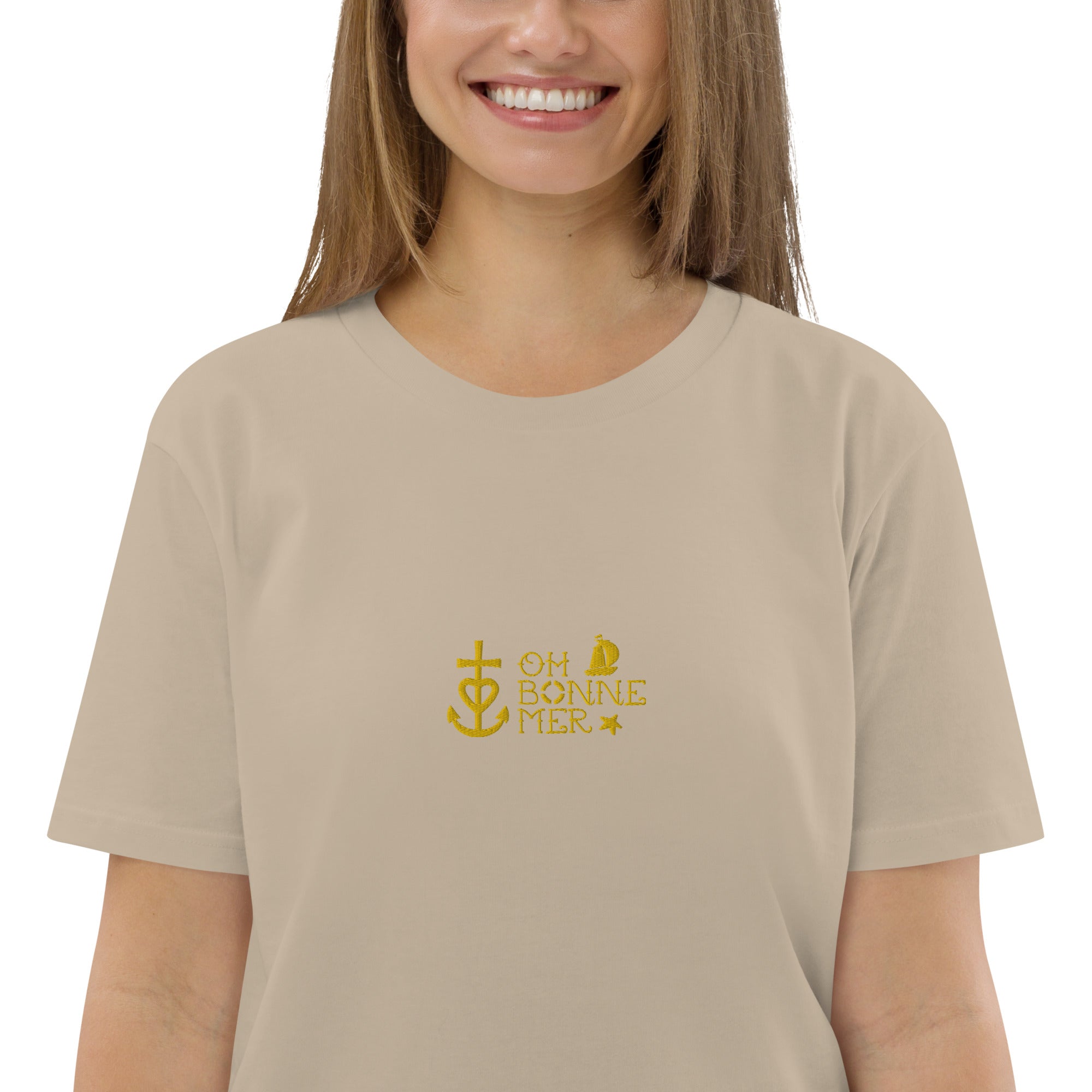 T-shirt unisexe en coton biologique Oh Bonne Mer 2 brodé sur couleurs claires