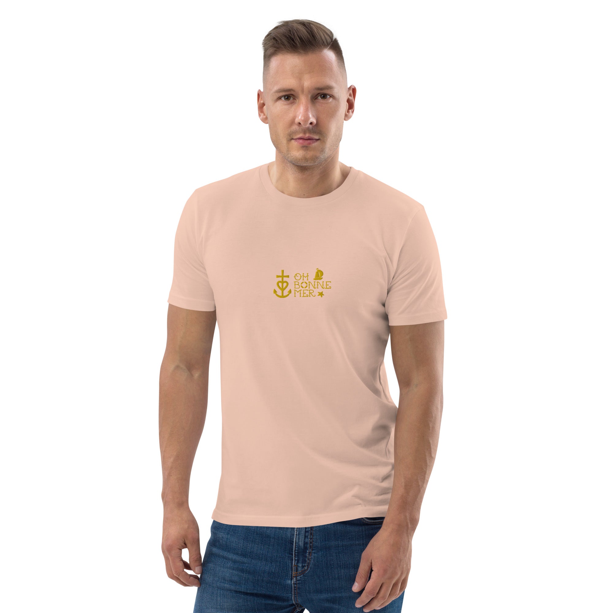 T-shirt unisexe en coton biologique Oh Bonne Mer 2 brodé sur couleurs claires
